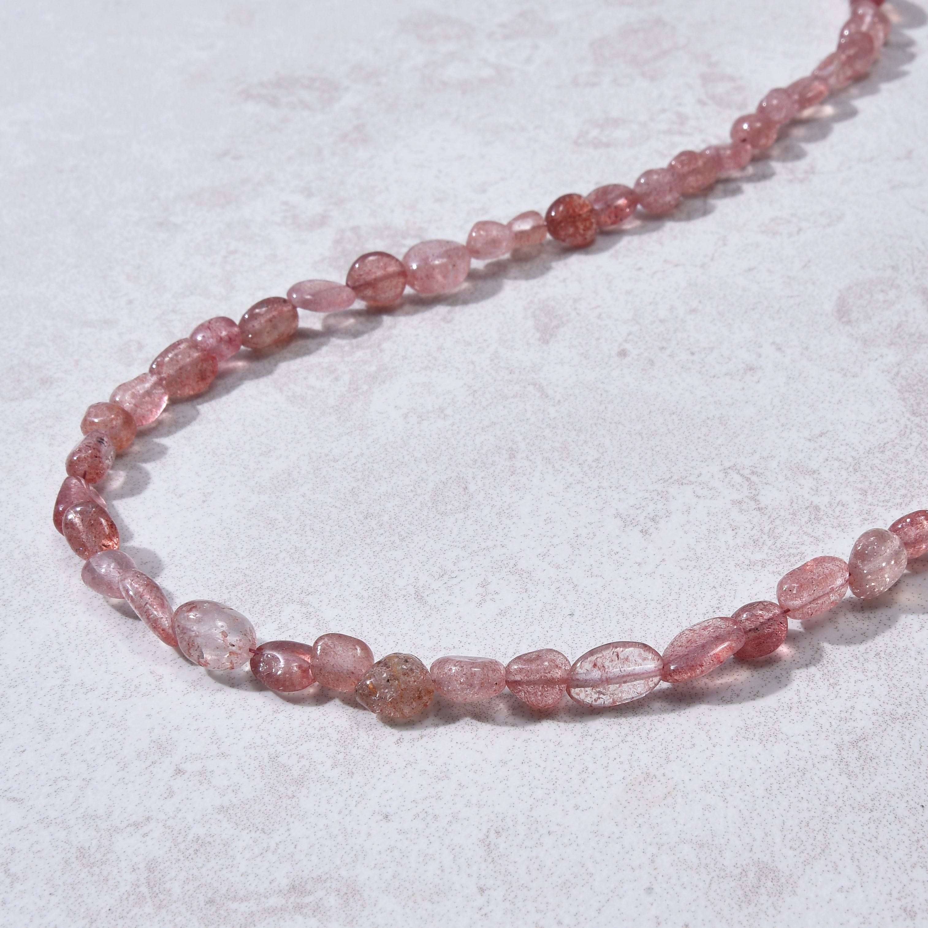 KALIFANO Gemstone Jewelry 8mm Strawberry Quartz 30" Necklace / Multi wrap Bracelet N77-SBQ