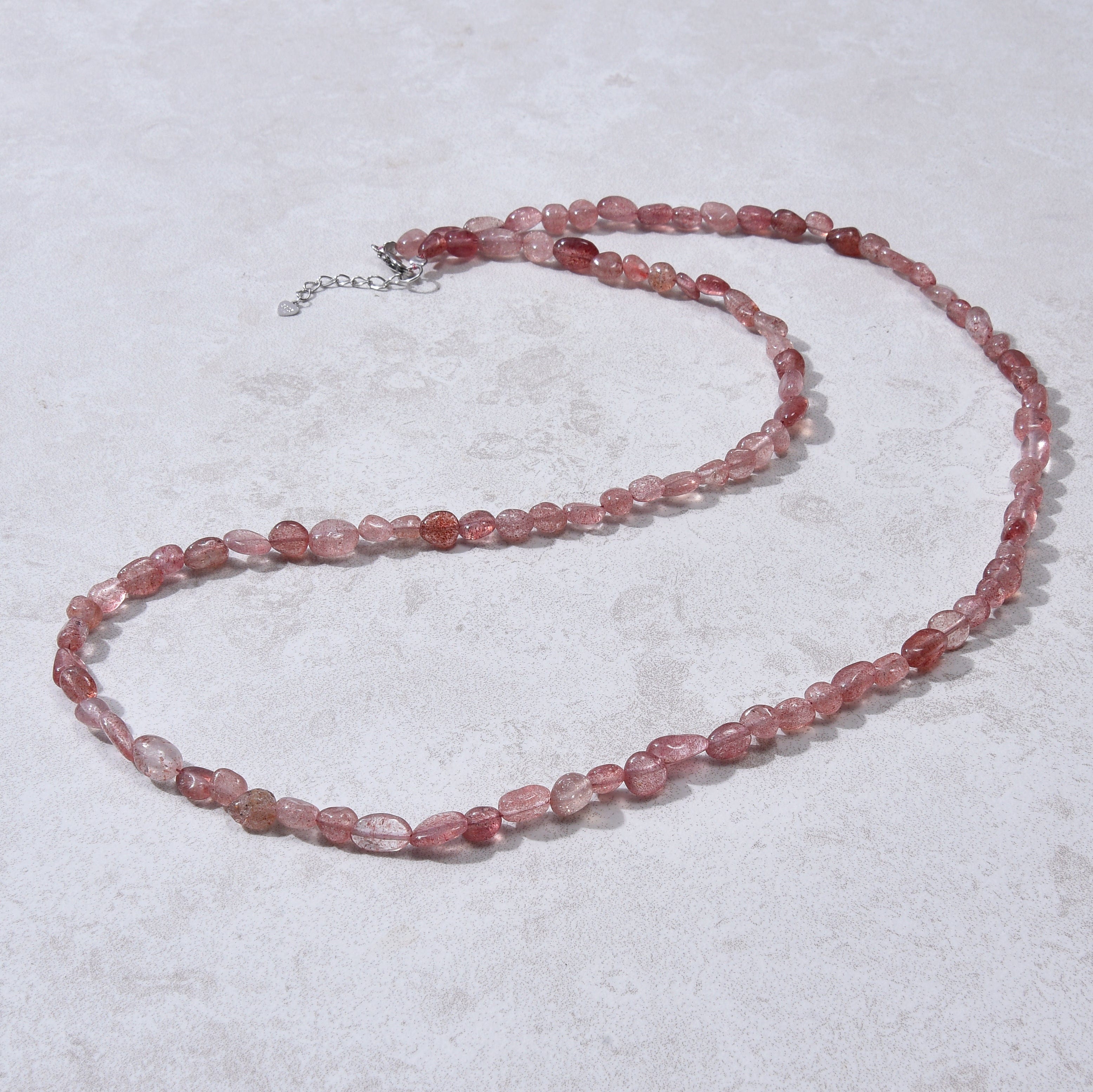 KALIFANO Gemstone Jewelry 8mm Strawberry Quartz 30" Necklace / Multi wrap Bracelet N77-SBQ