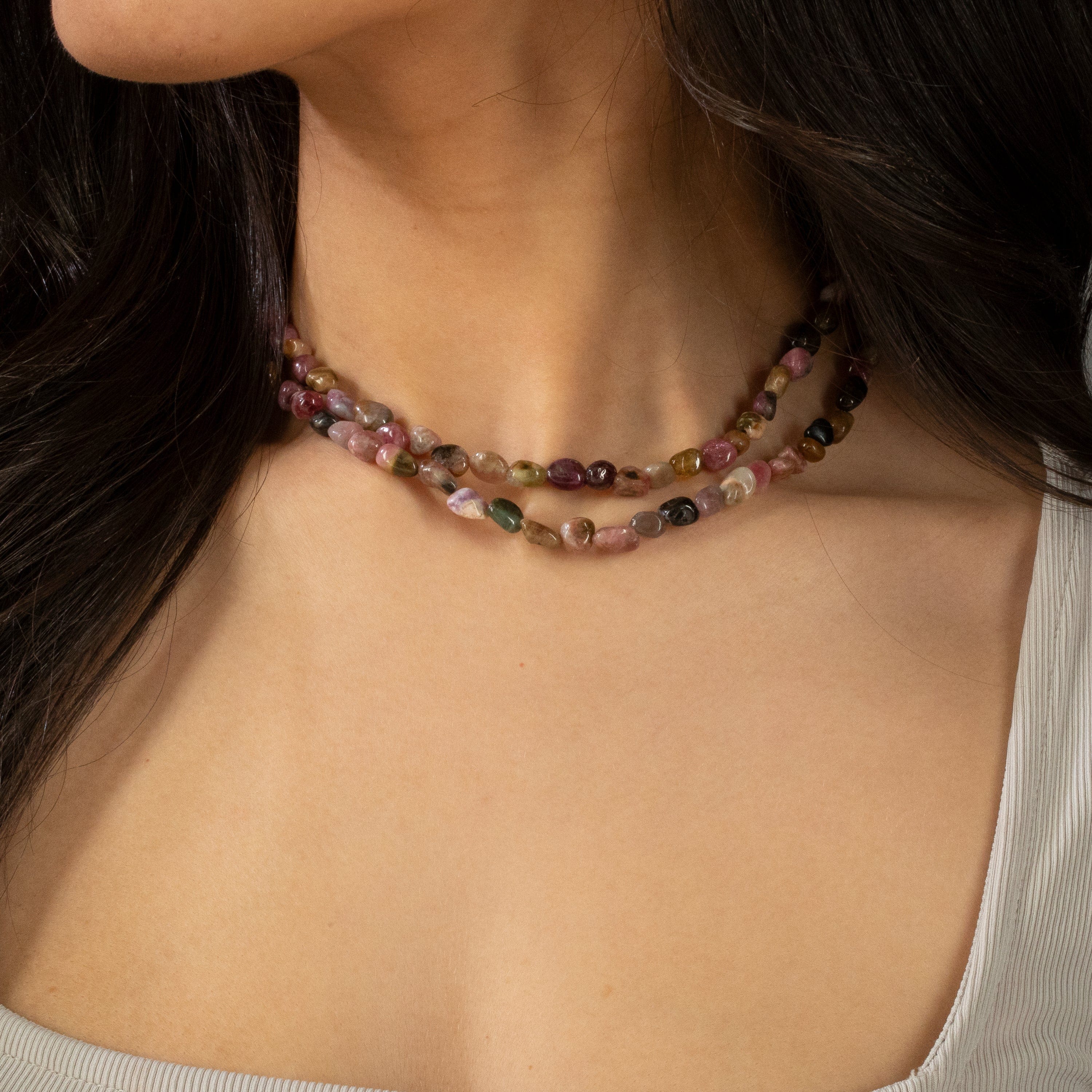 KALIFANO Gemstone Jewelry 8mm Tourmaline 30" Necklace / Multi wrap Bracelet N77-TR