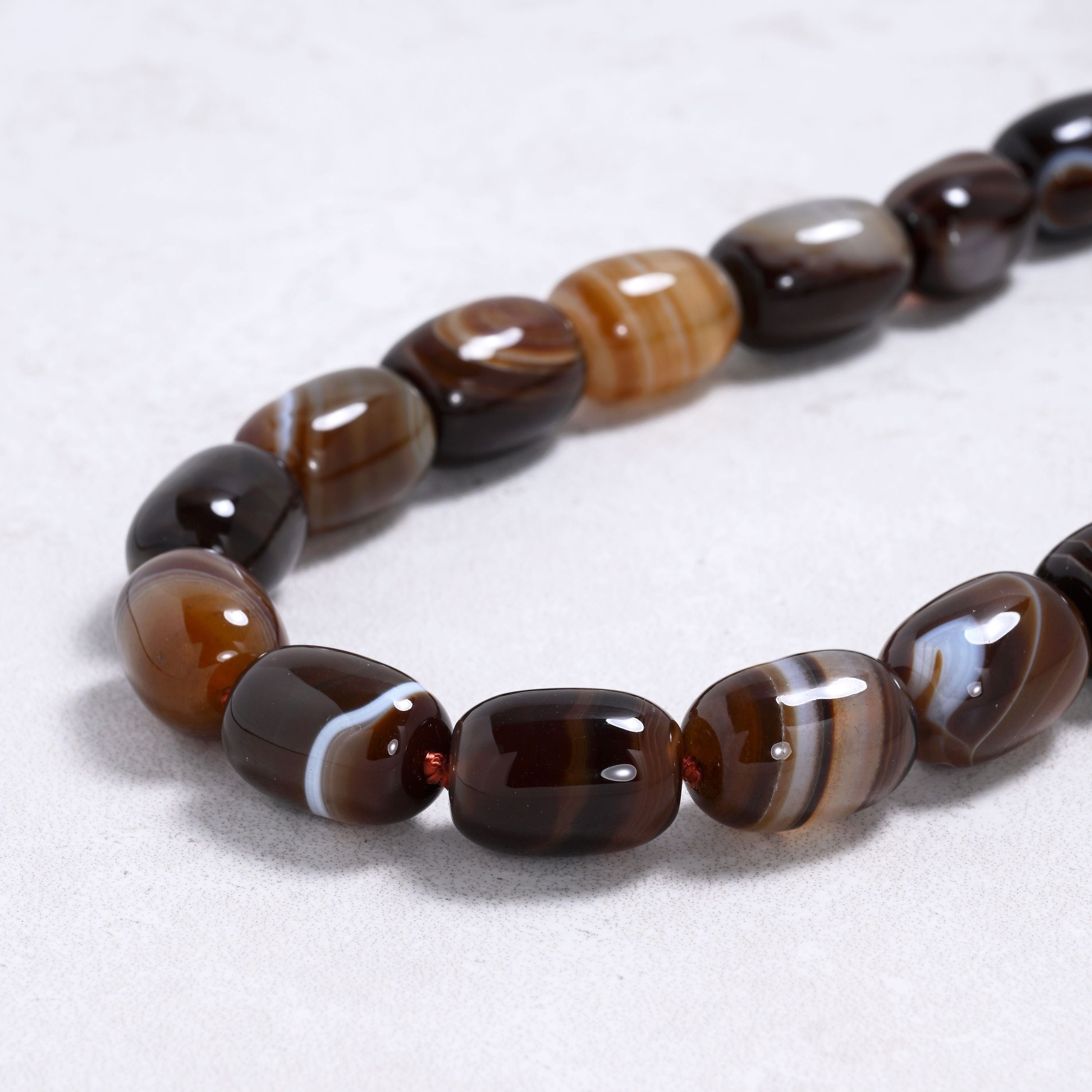 Kalifano Gemstone Jewelry Agate 17x13mm Column Gemstone Necklace with Sterling Silver Clasp - 22" 9SN-AG3