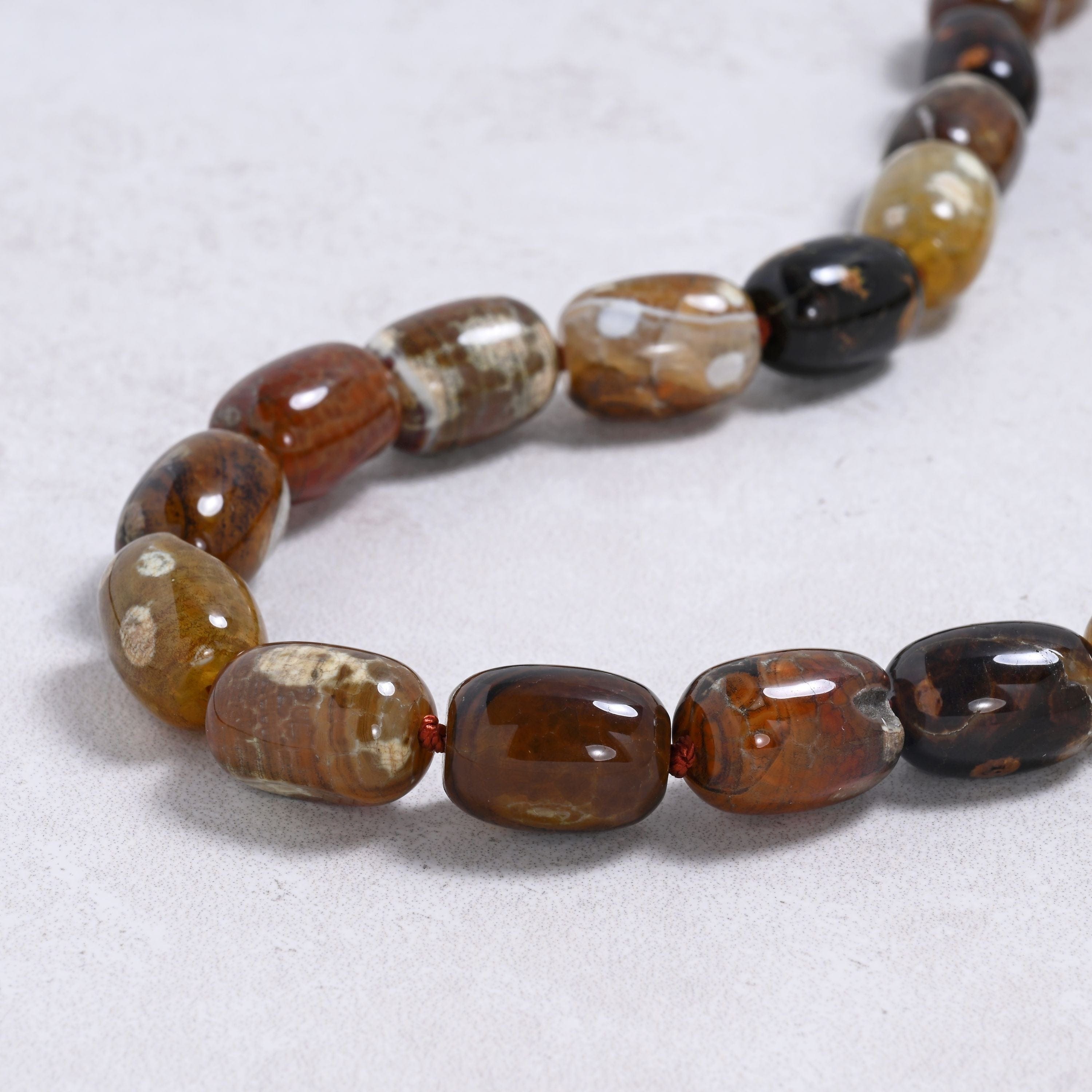 Kalifano Gemstone Jewelry Agate 18x13mm Column Gemstone Necklace with Sterling Silver Clasp - 22" 9SN-AG2