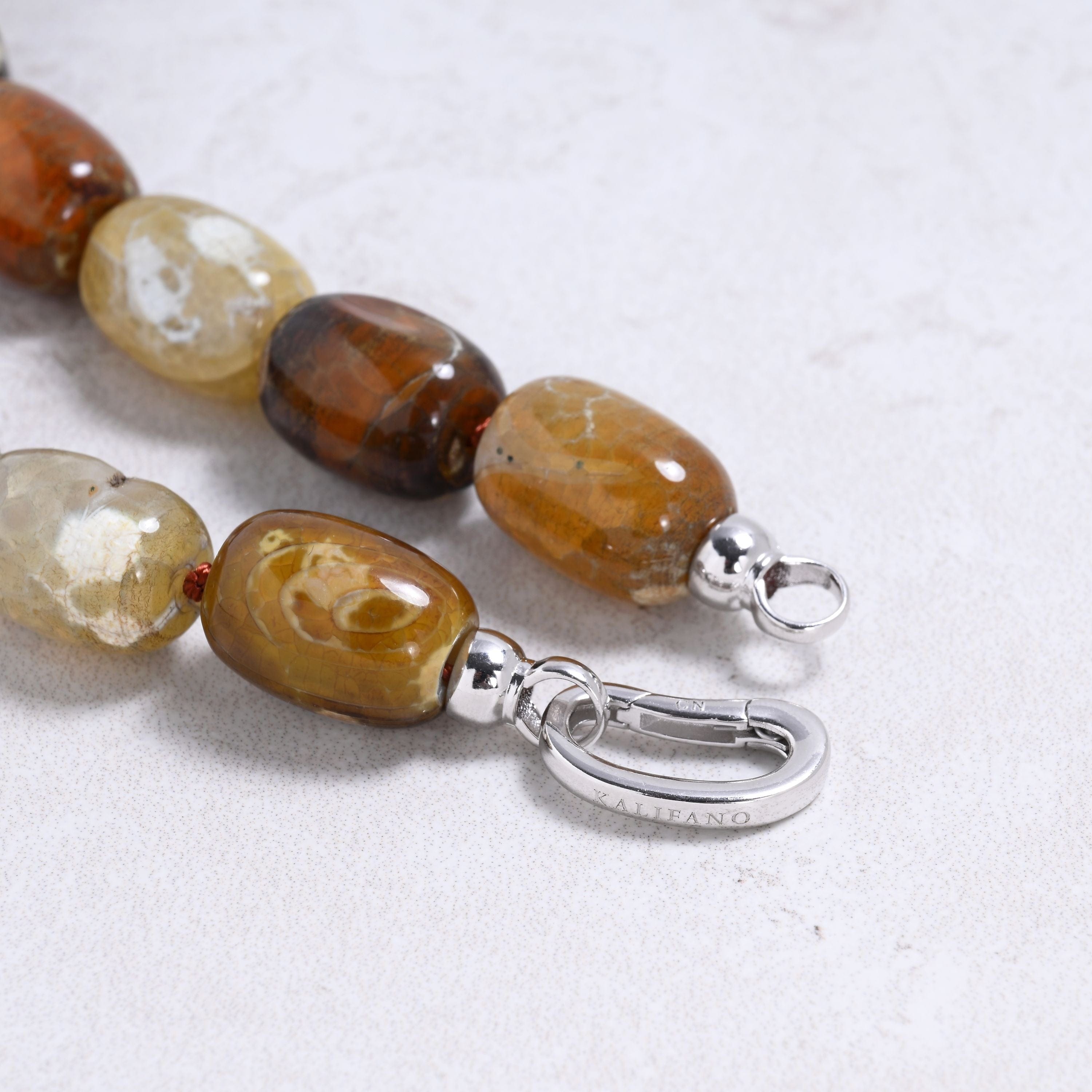 Kalifano Gemstone Jewelry Agate 18x13mm Column Gemstone Necklace with Sterling Silver Clasp - 22" 9SN-AG2