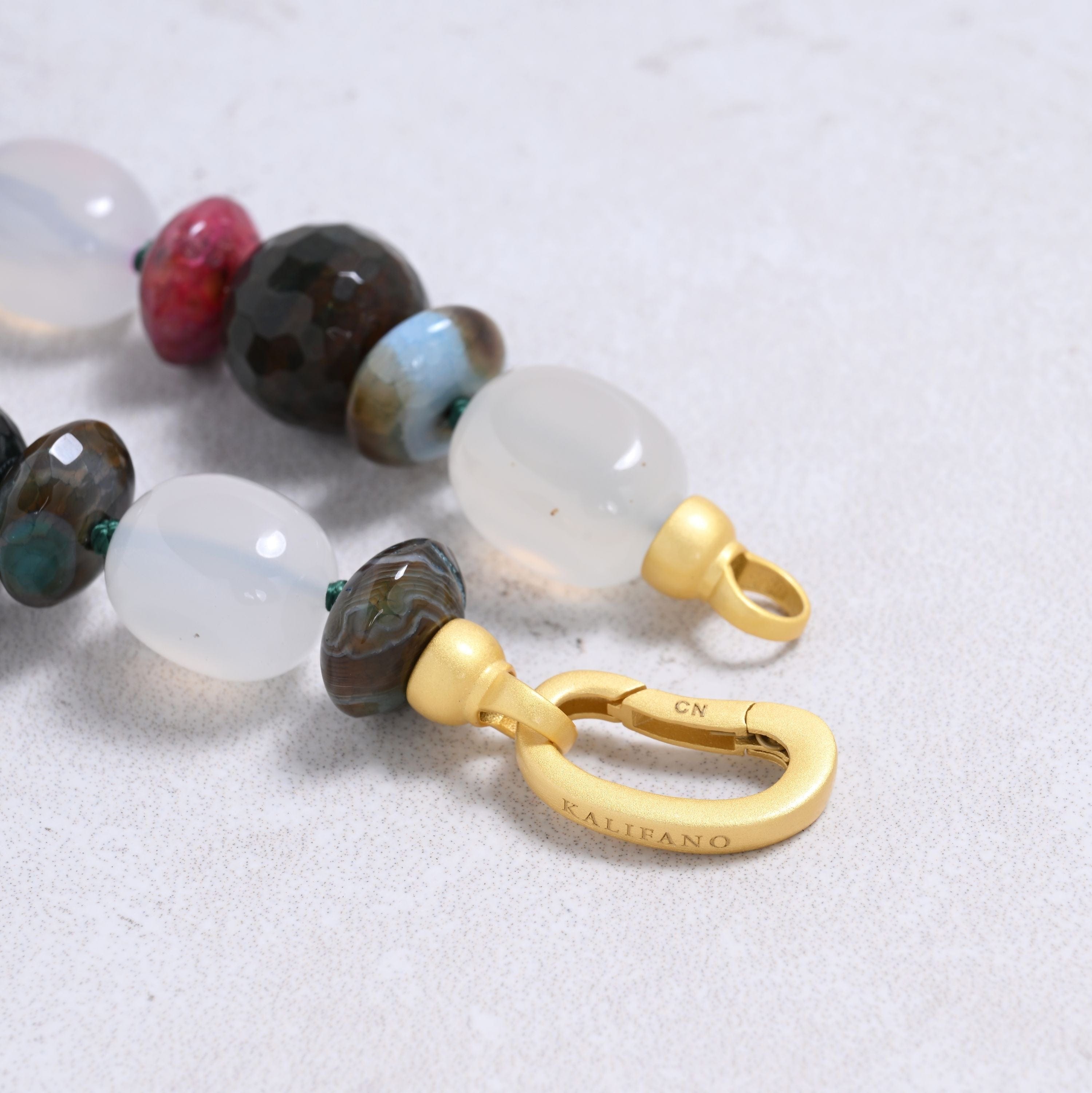 Kalifano Gemstone Jewelry Agate Mix Gemstone Necklace with Sterling Silver Clasp - 22" 9GN-AG2