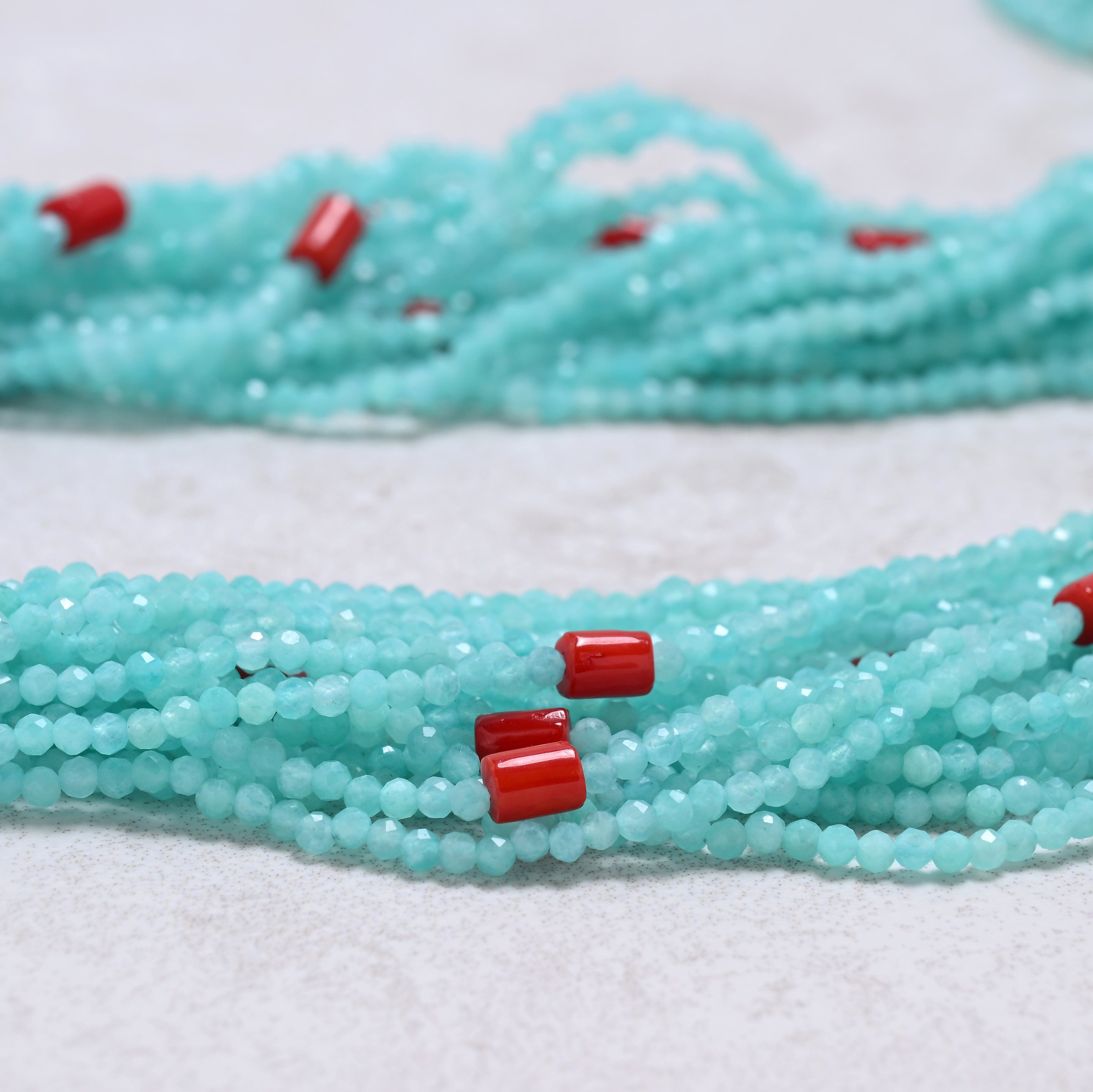 KALIFANO Gemstone Jewelry Amazonite 2mm Necklace With Sterling Silver Clasp - 21.5" CCN20-AZ