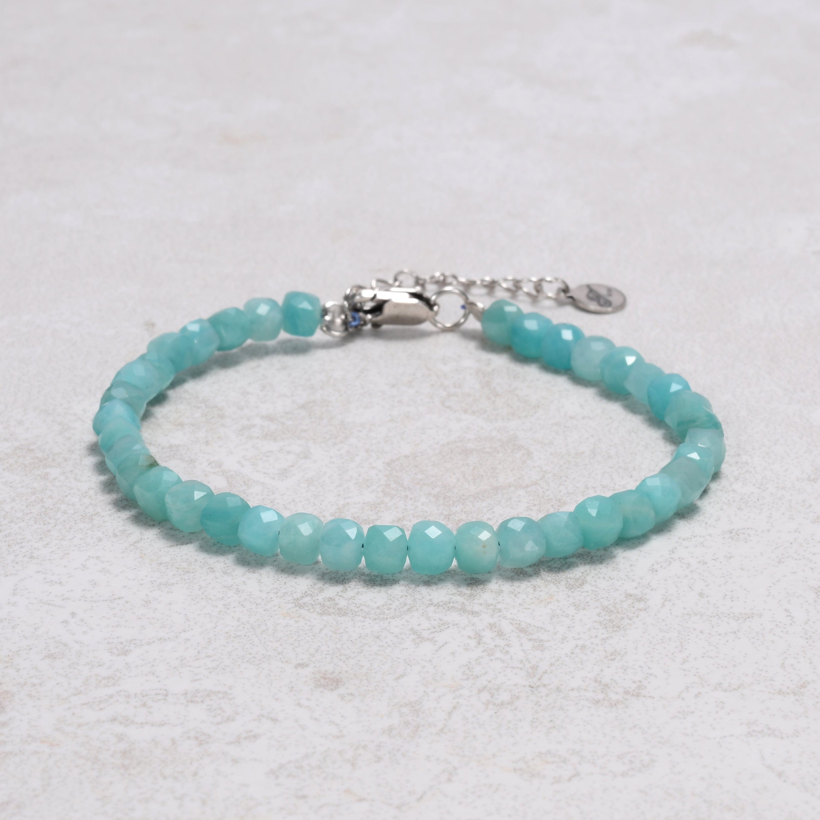 KALIFANO Gemstone Jewelry Amazonite 4mm Natural Gemstone Bracelet with Sterling Silver Clasp B4-16S-AZ