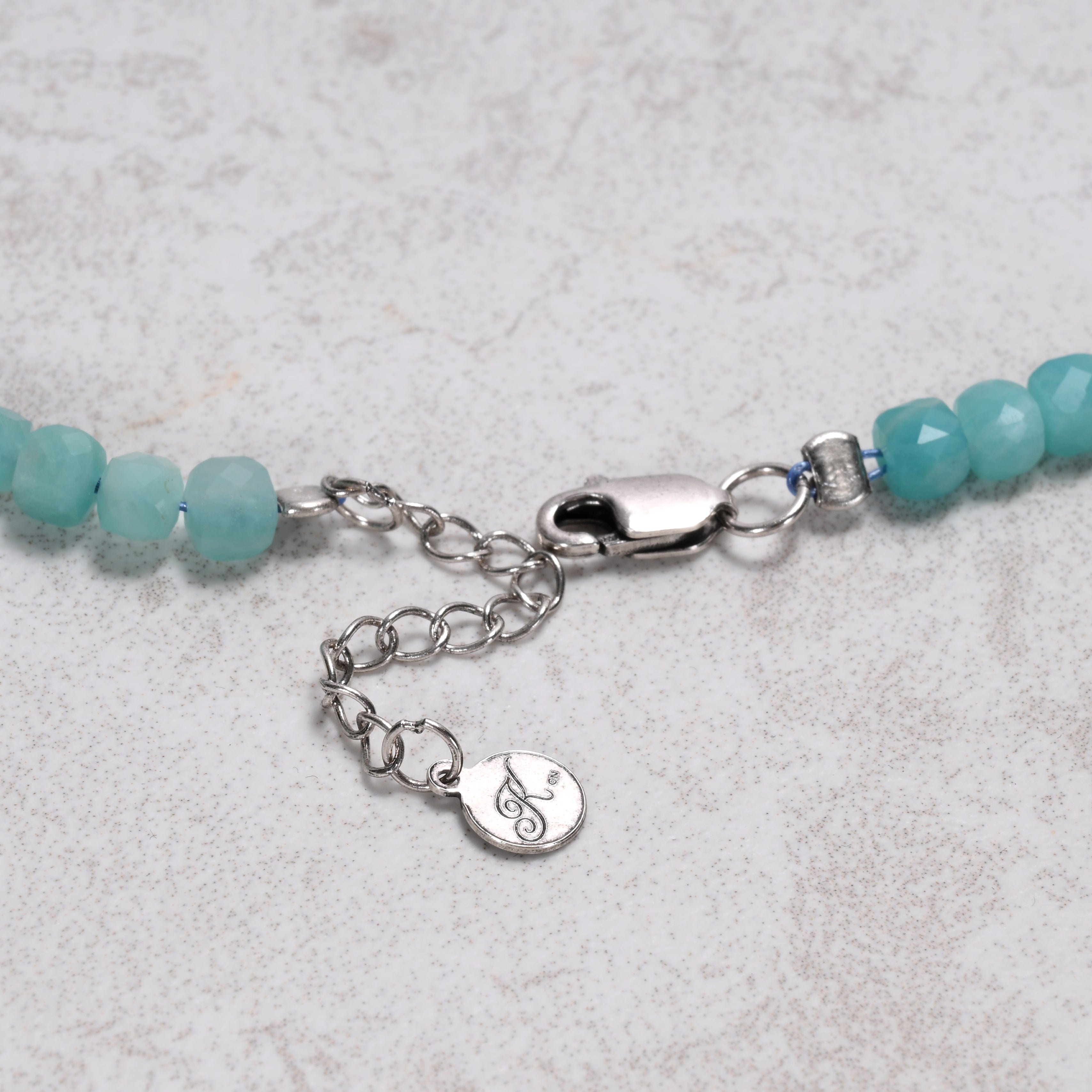 KALIFANO Gemstone Jewelry Amazonite 4mm Necklace With Sterling Silver Clasp - 16" N4-41S-AZ