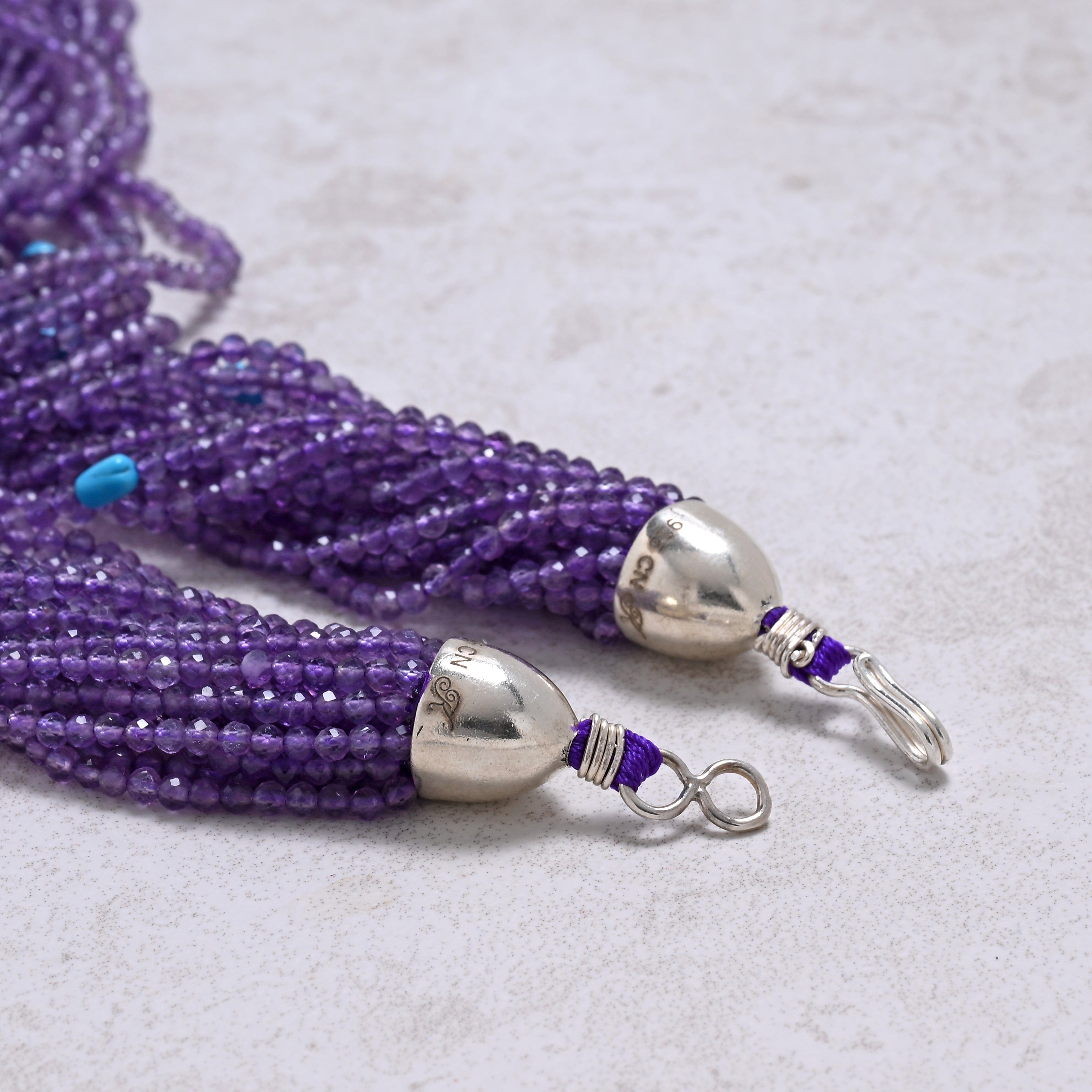 KALIFANO Gemstone Jewelry Amethyst 2.7mm Necklace With Sterling Silver Clasp - 21.5" CCN20-AM