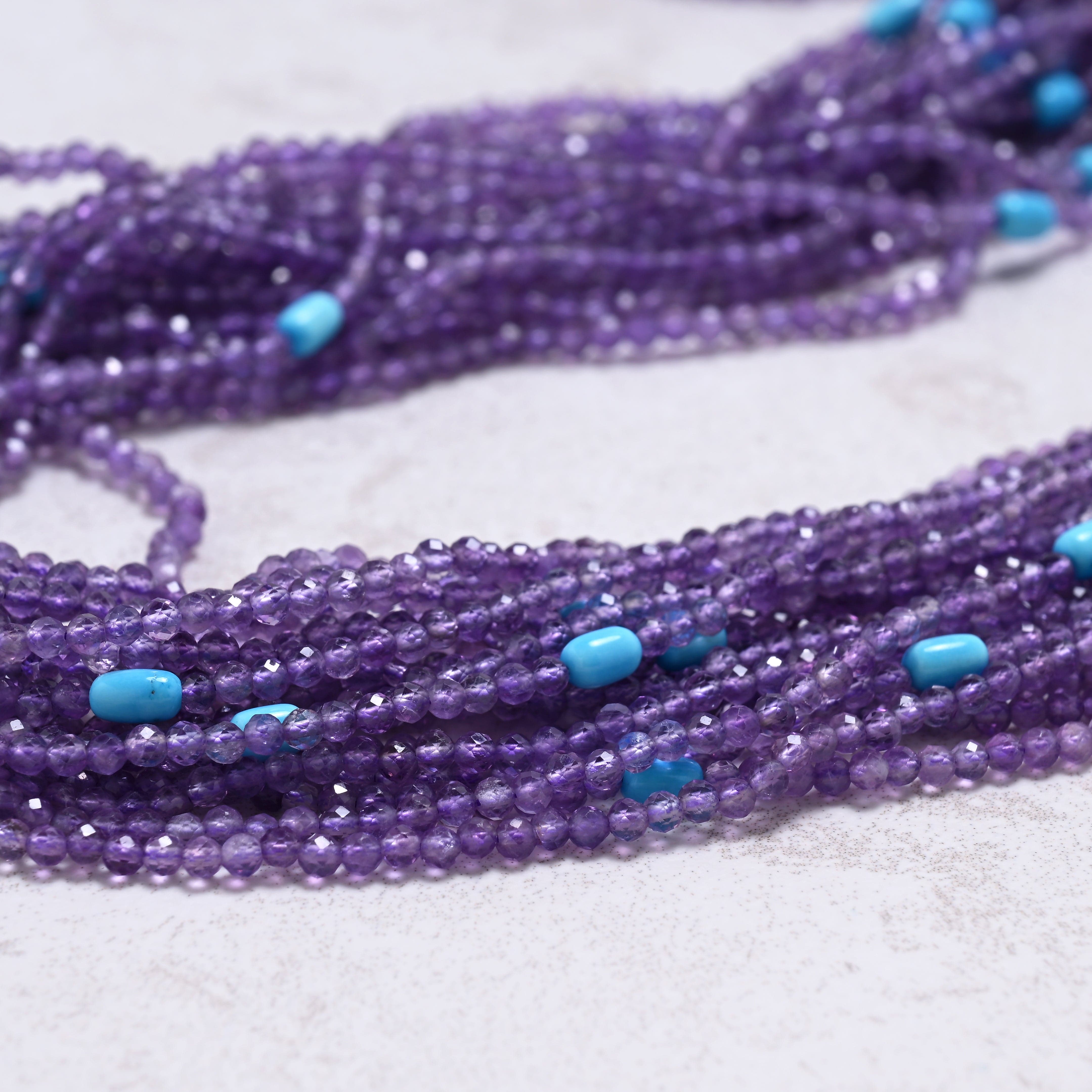 KALIFANO Gemstone Jewelry Amethyst 2.7mm Necklace With Sterling Silver Clasp - 21.5" CCN20-AM
