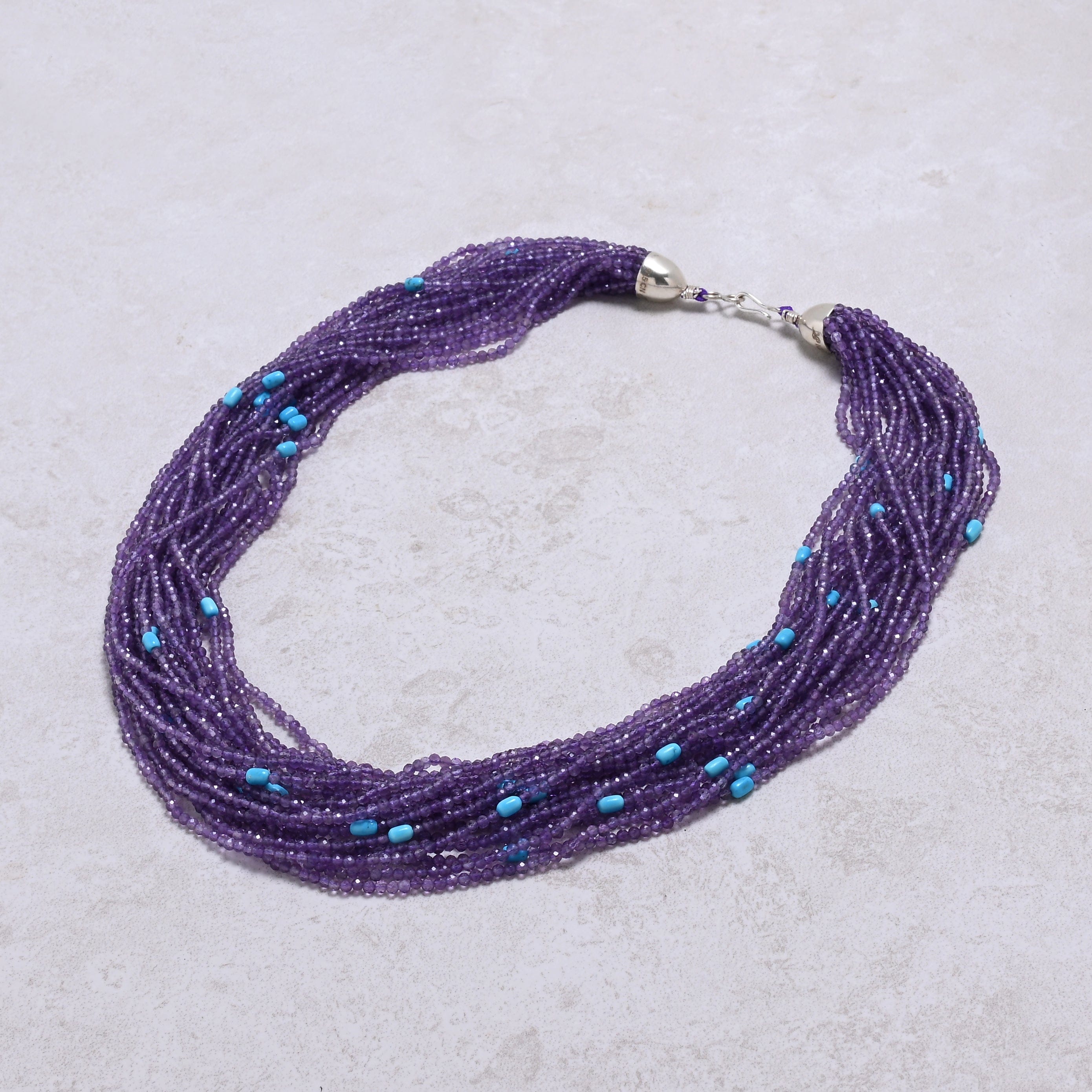 KALIFANO Gemstone Jewelry Amethyst 2.7mm Necklace With Sterling Silver Clasp - 21.5" CCN20-AM