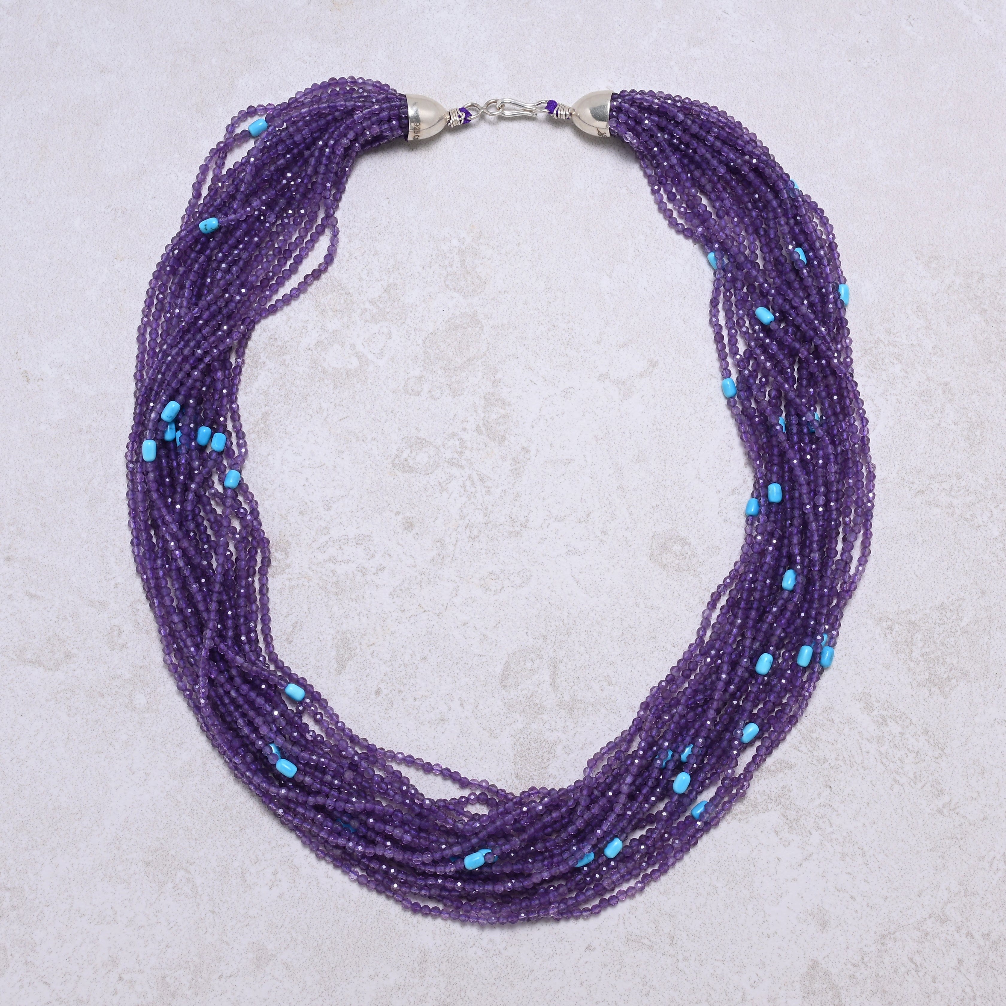 KALIFANO Gemstone Jewelry Amethyst 2.7mm Necklace With Sterling Silver Clasp - 21.5" CCN20-AM