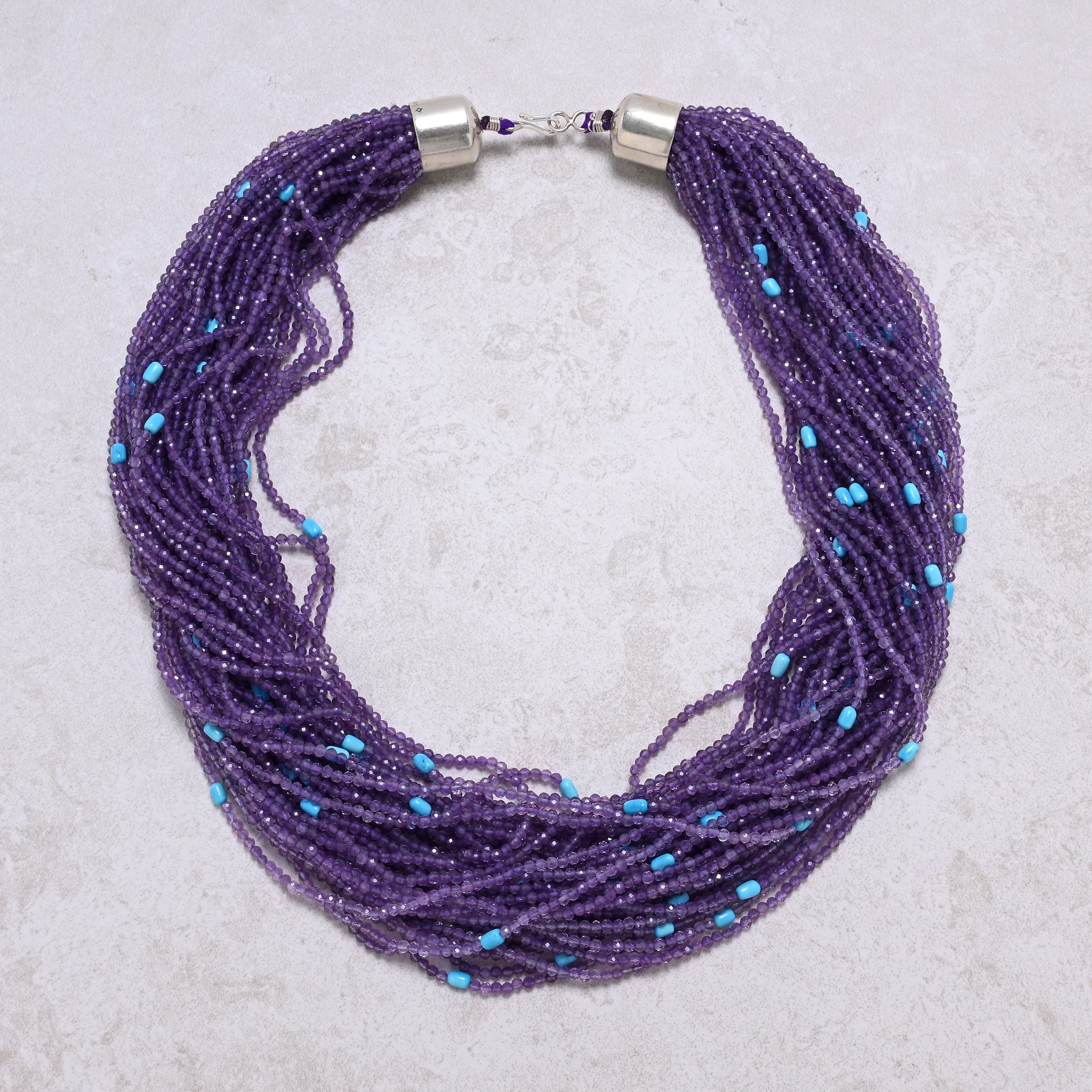 KALIFANO Gemstone Jewelry Amethyst 2.7mm Necklace With Sterling Silver Clasp - 21.5" CCN40-AM