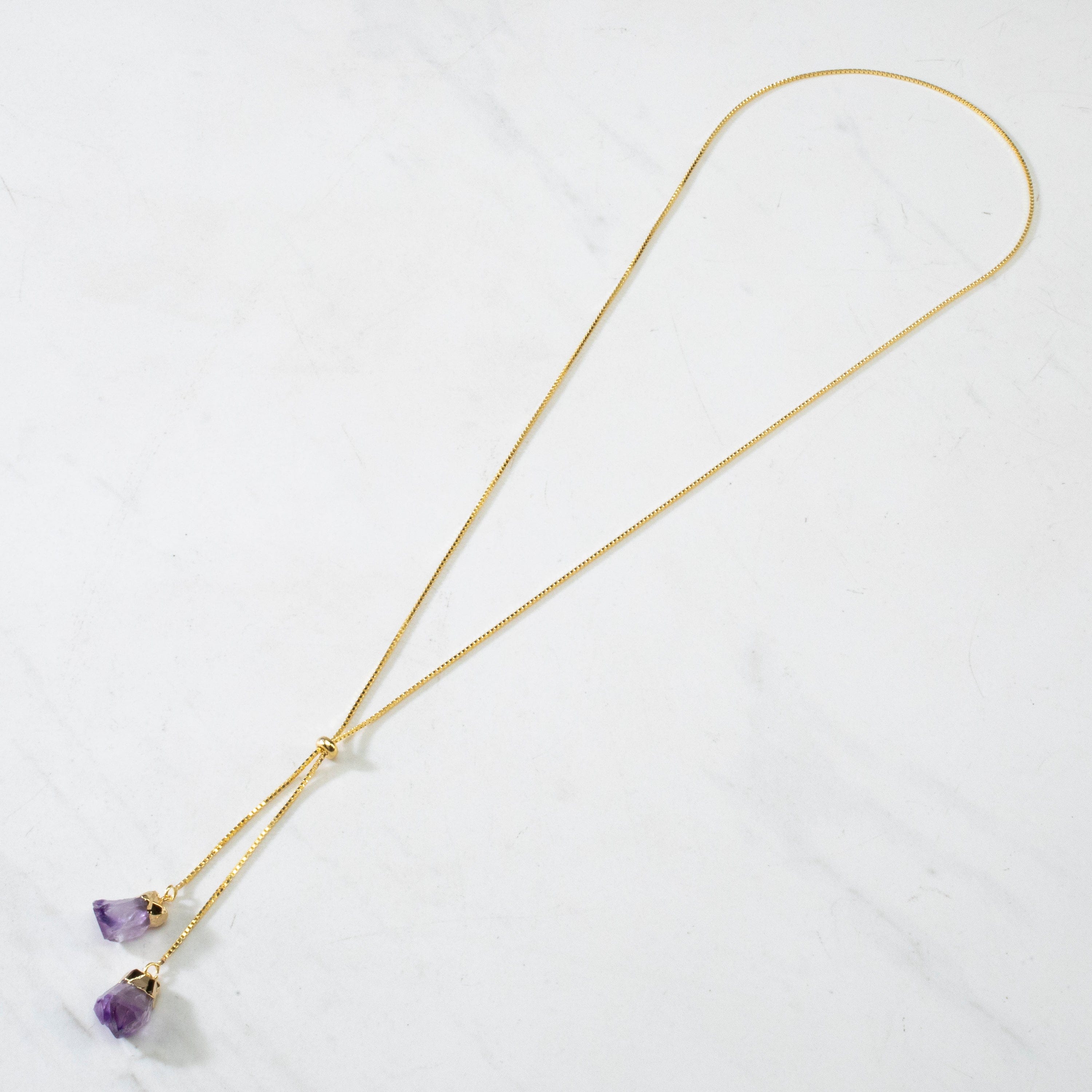 KALIFANO Gemstone Jewelry Amethyst Bolo Necklace CJN-2S-AM