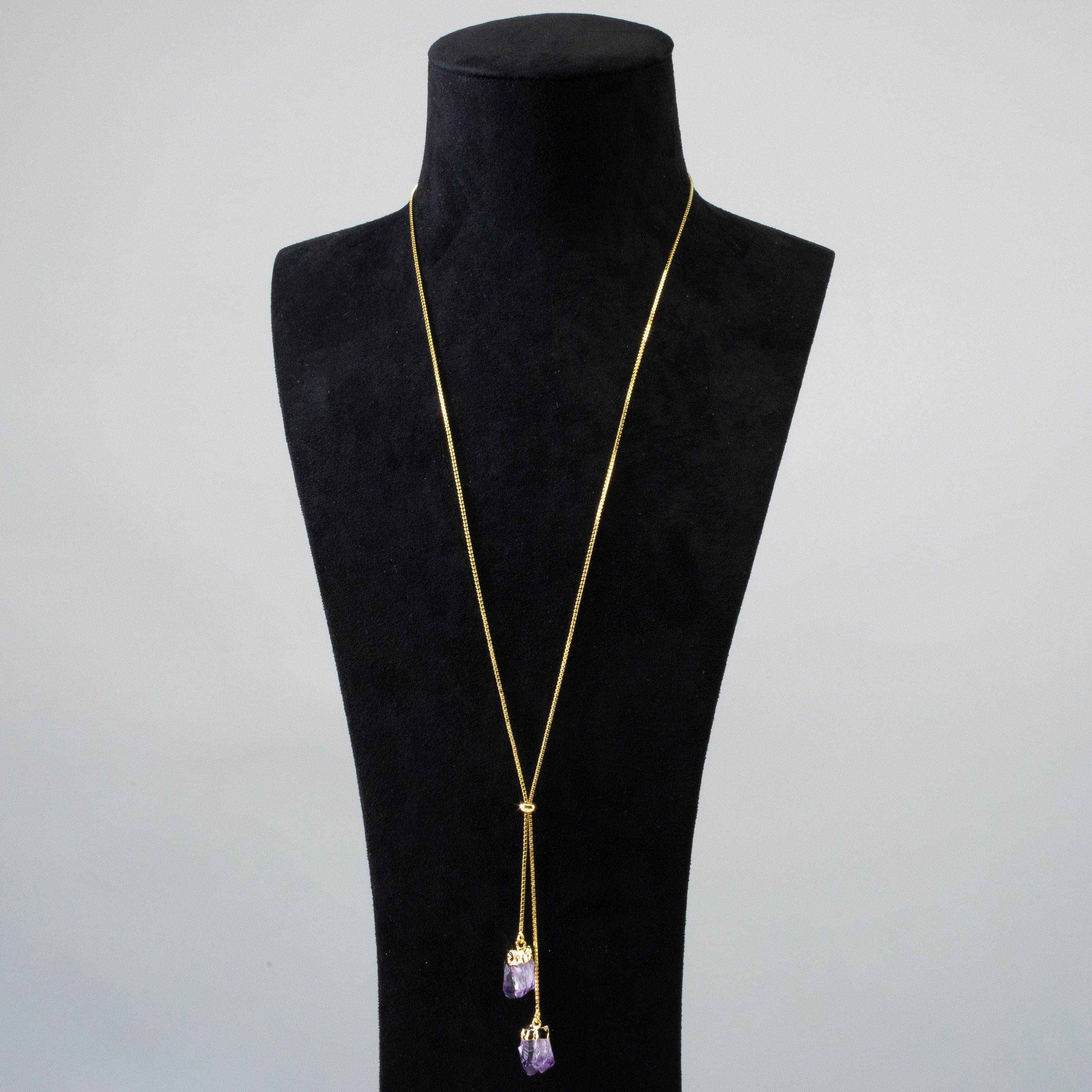 KALIFANO Gemstone Jewelry Amethyst Bolo Necklace CJN-2S-AM