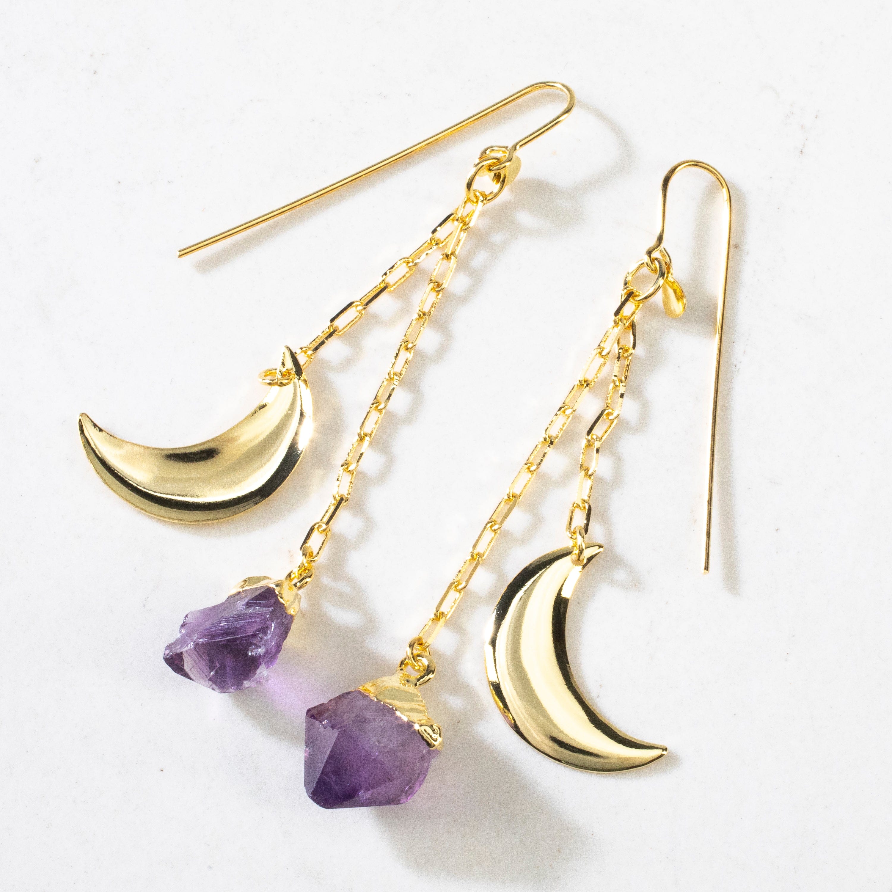 KALIFANO Gemstone Jewelry Amethyst Moon Earrings CJE-MC-AM