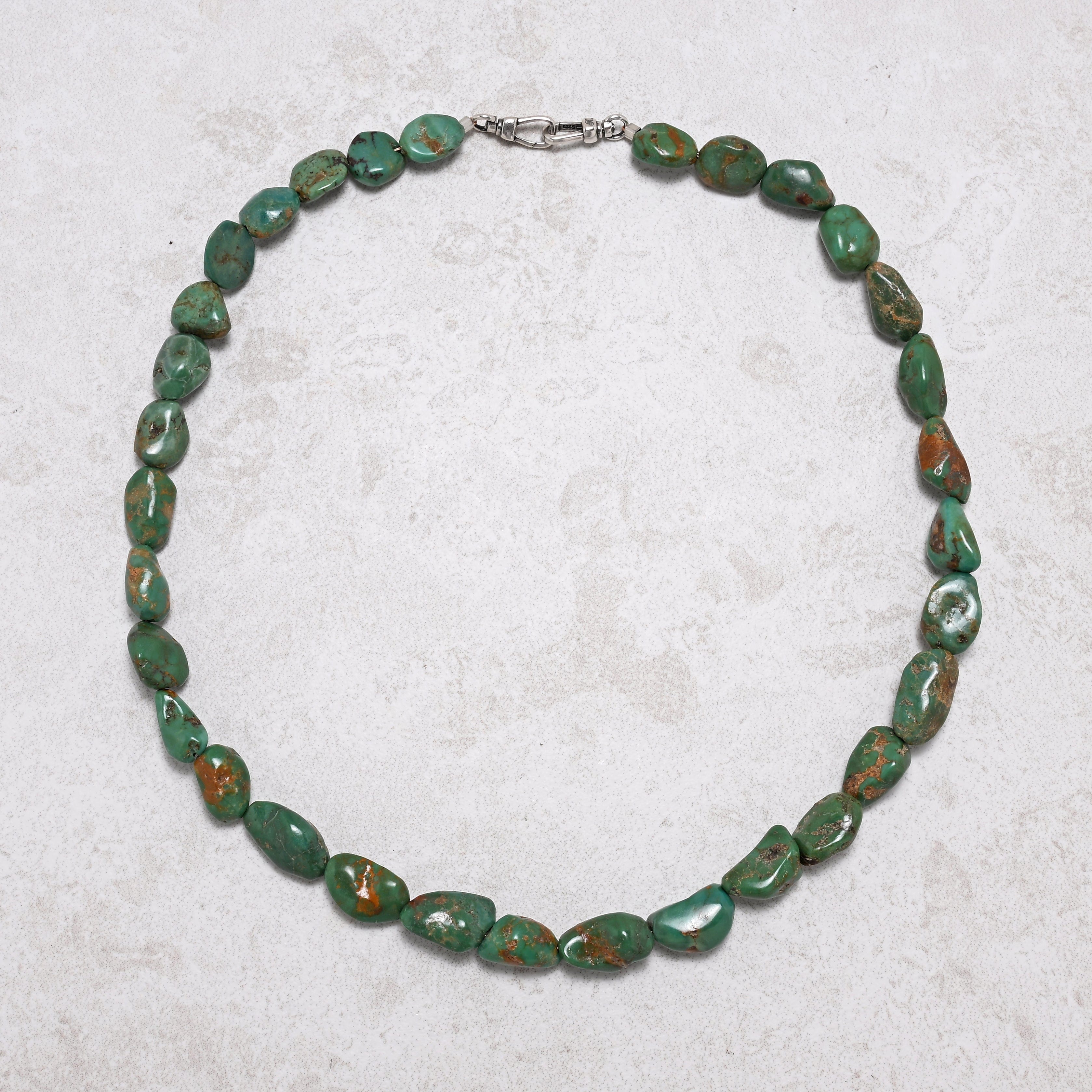 Anhui Turquoise Nugget Necklace | Sterling Silver Equestrian Clasp
