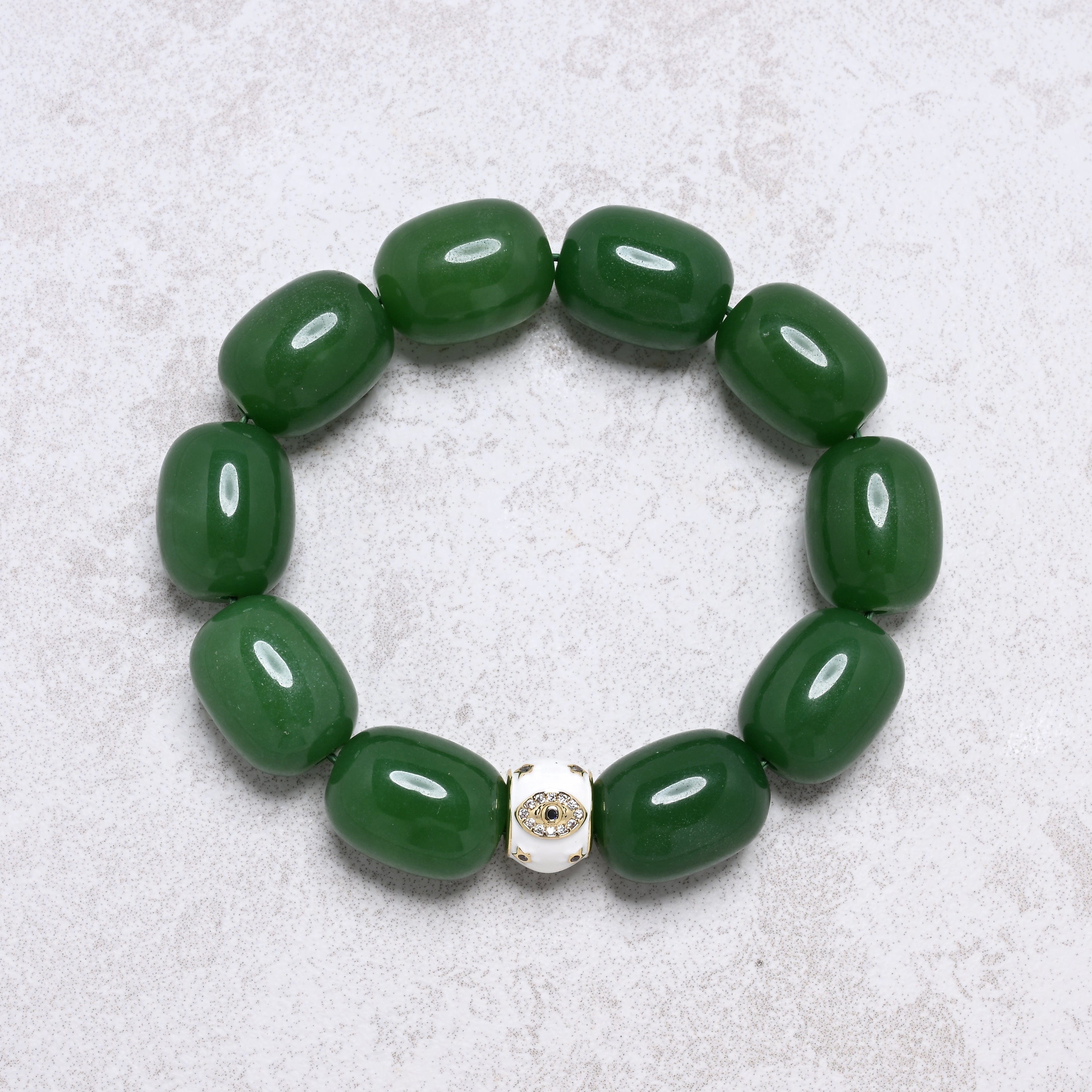 KALIFANO Gemstone Jewelry Aventurine 14x18mm Natural Gemstone Stretch Bracelet