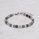 Black Rutilated Quartz 4mm Natural Gemstone Bracelet with Sterling Silver Clasp