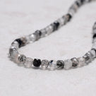 Black Rutilated Quartz 4mm Necklace With Sterling Silver Clasp - 16