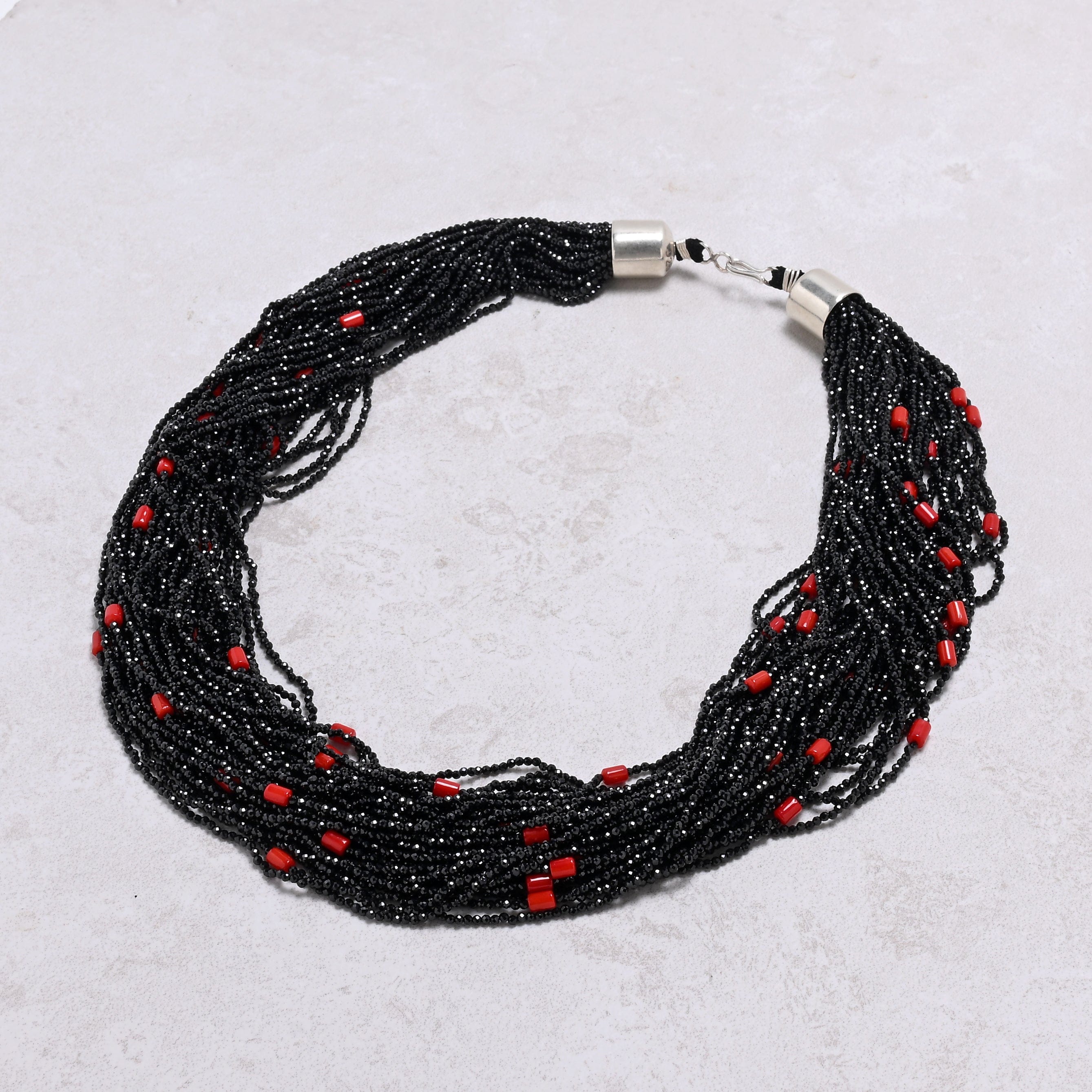 KALIFANO Gemstone Jewelry Black Spinel 1.8mm Necklace With Sterling Silver Clasp - 21.5" CCN40-BS