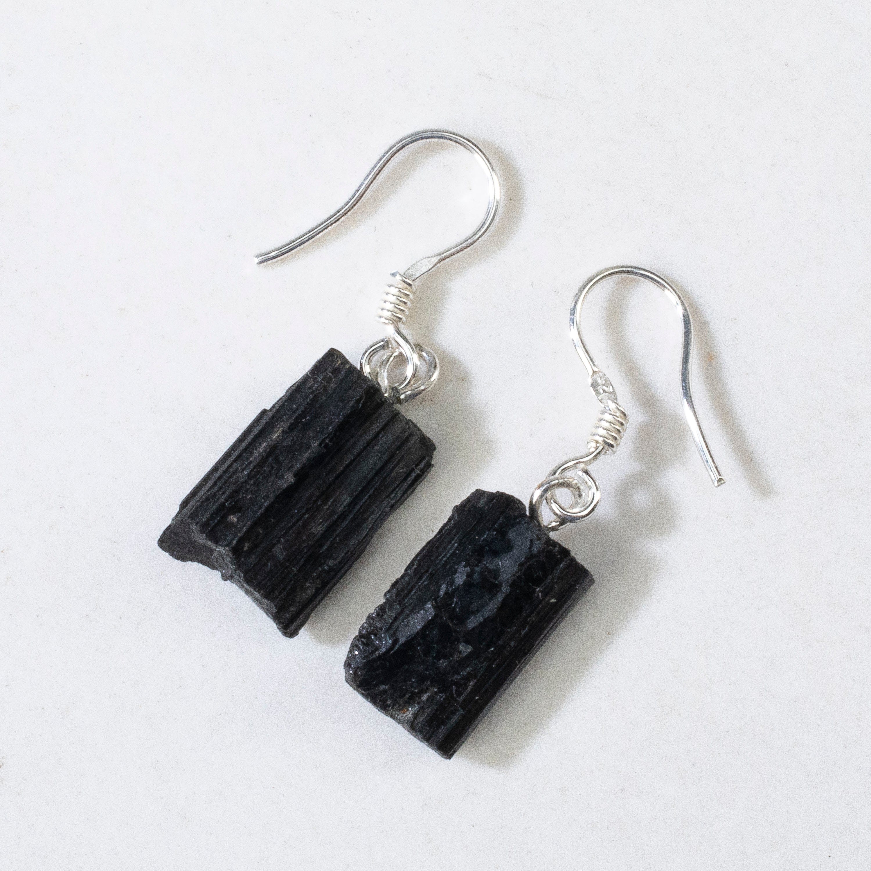 KALIFANO Gemstone Jewelry Black Tourmaline Sterling Silver Earrings CJE-SILV-BT