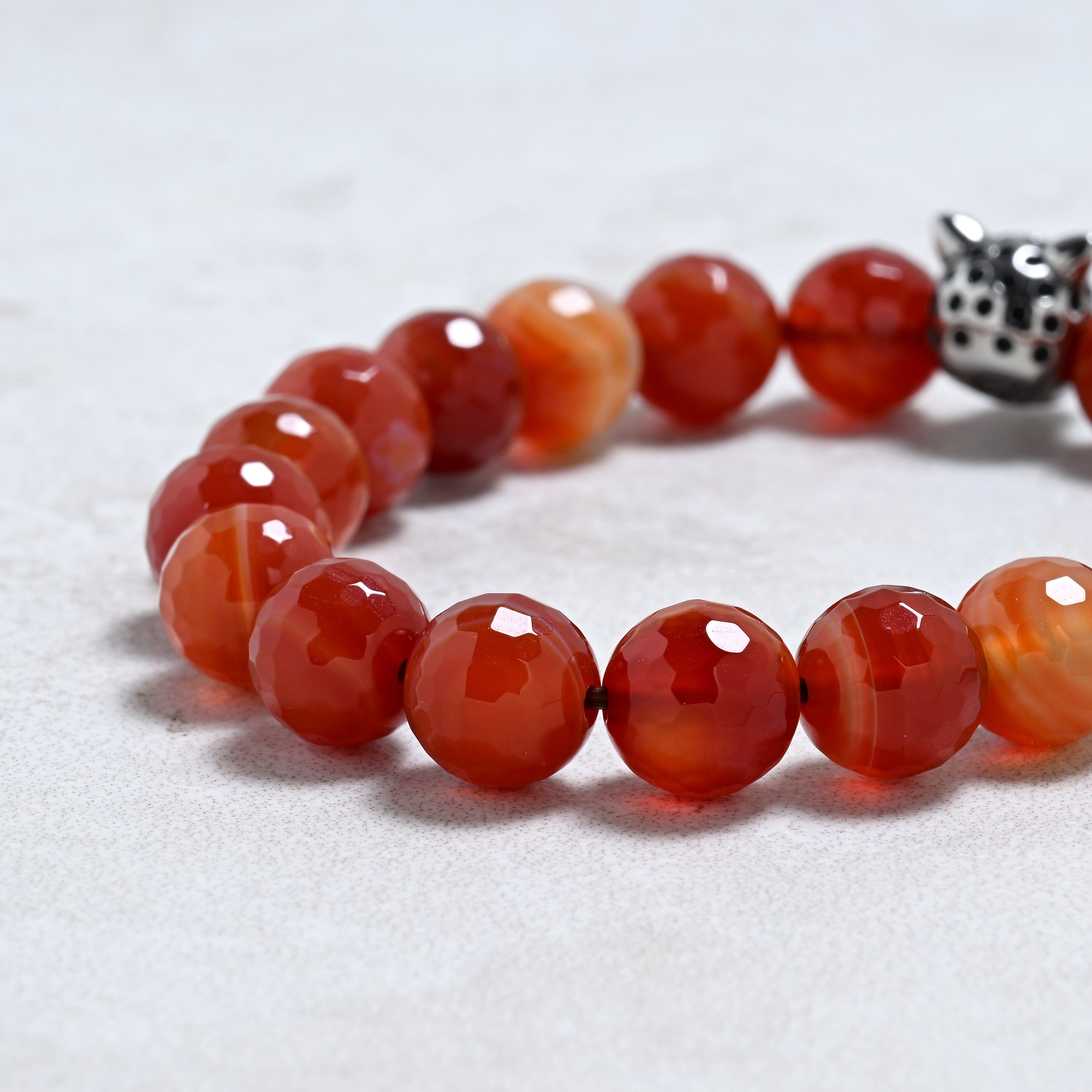 KALIFANO Gemstone Jewelry Carnelian 10mm Natural Gemstone Stretch Bracelet