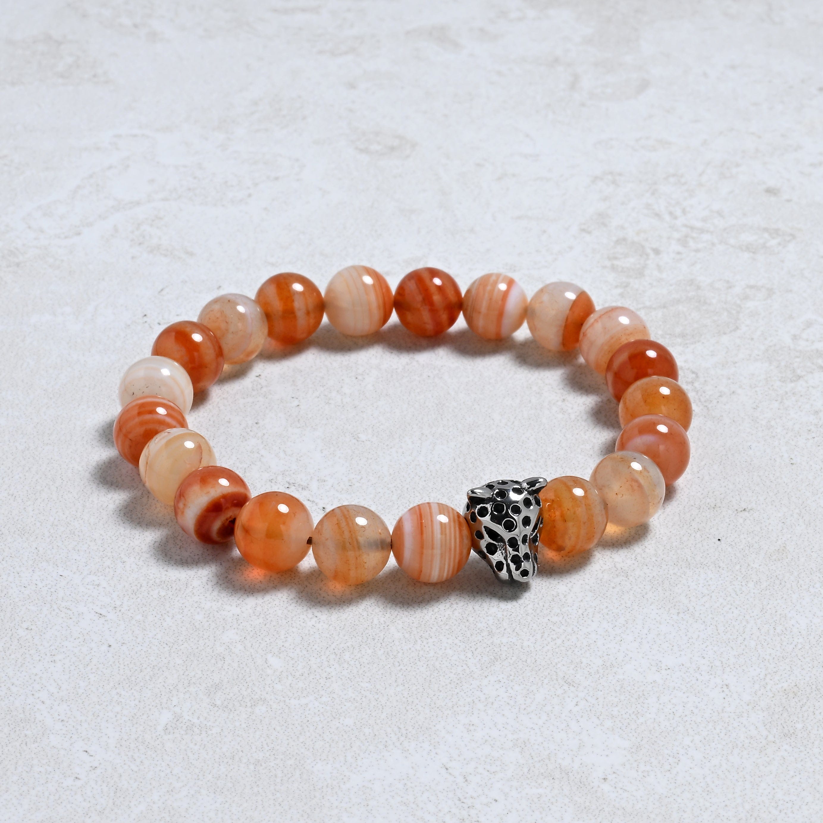 KALIFANO Gemstone Jewelry Carnelian 10mm Natural Gemstone Stretch Bracelet