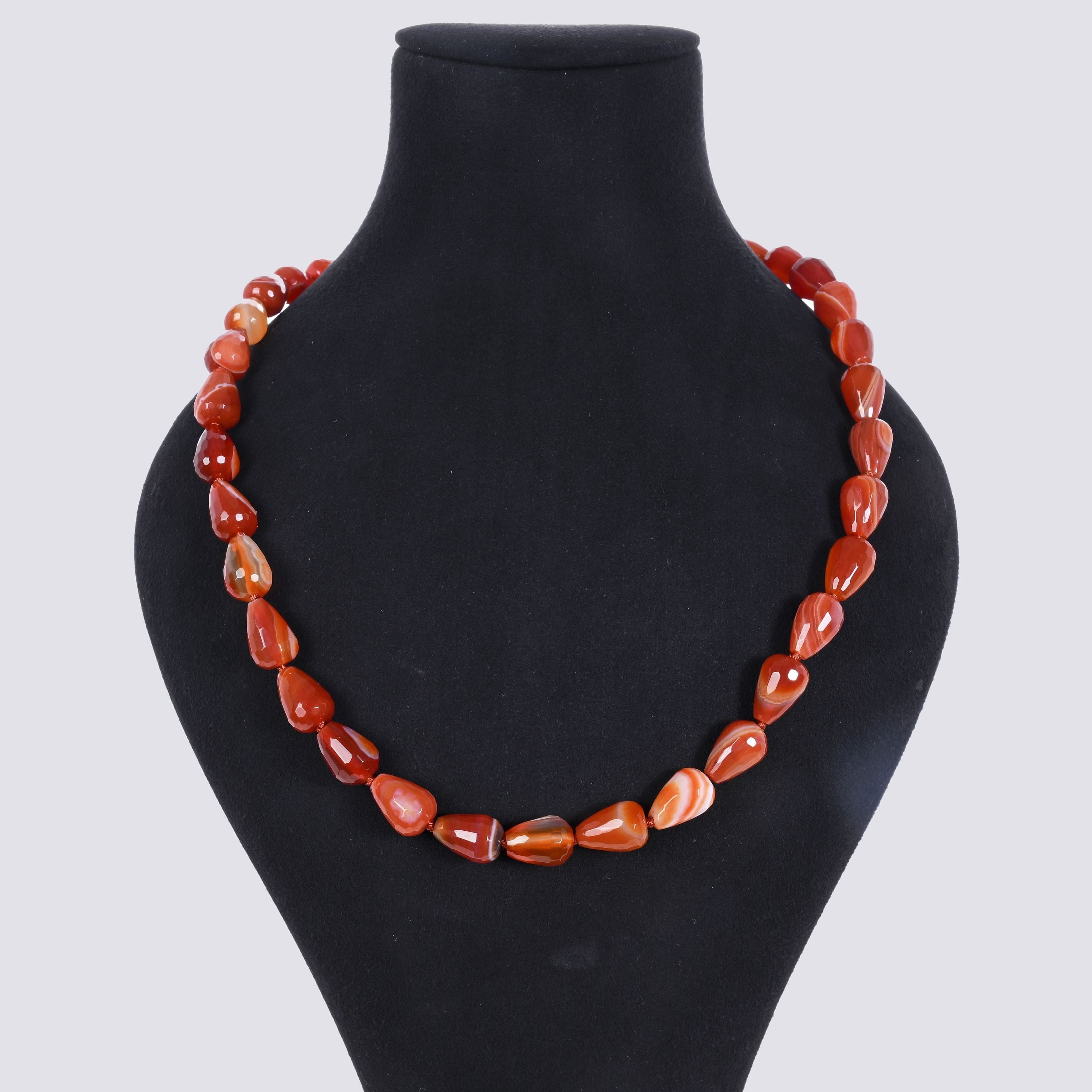 Kalifano Gemstone Jewelry Carnelian 10x15mm Water Drop Gemstone Necklace with Sterling Silver Clasp - 22" 9SN-CR