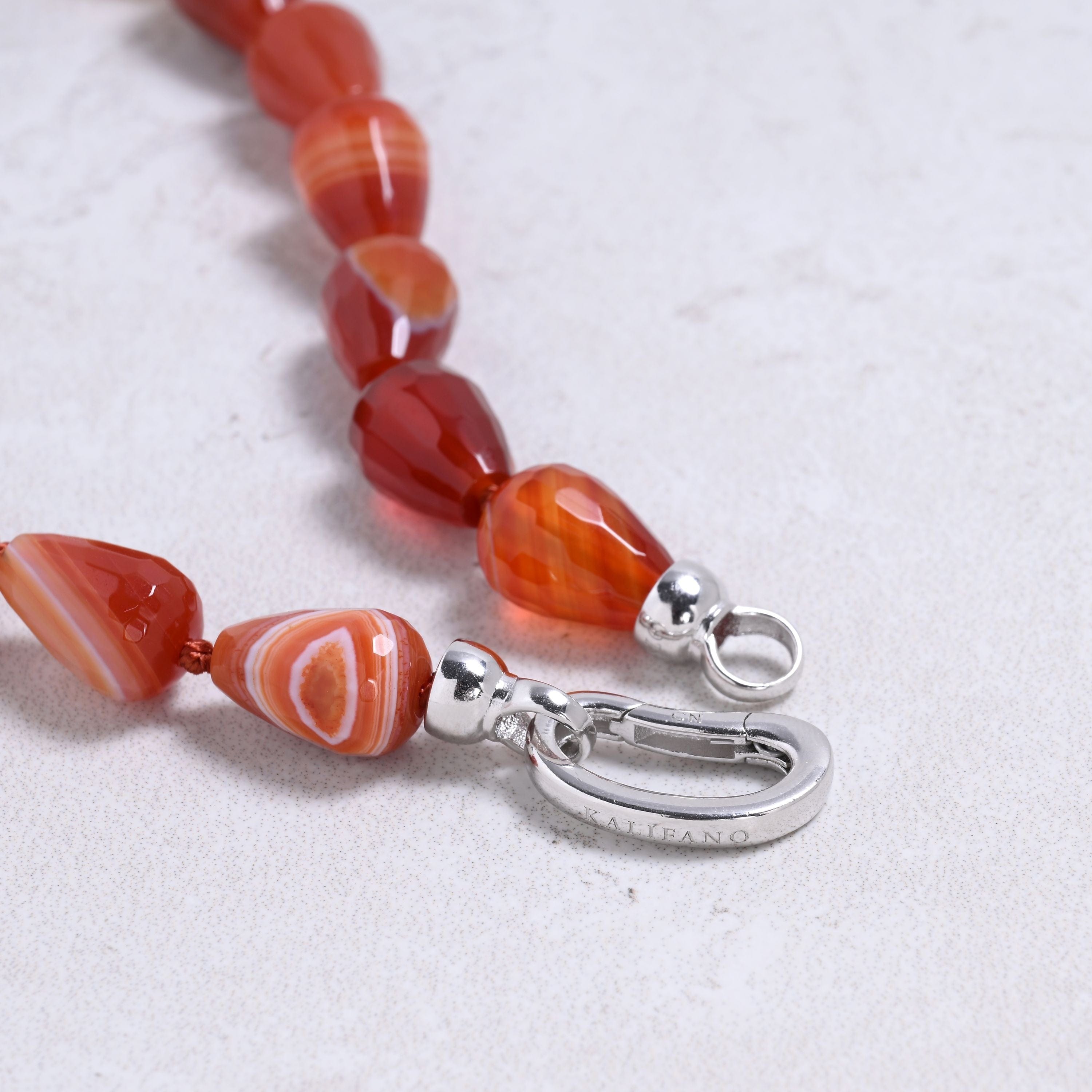 Kalifano Gemstone Jewelry Carnelian 10x15mm Water Drop Gemstone Necklace with Sterling Silver Clasp - 22" 9SN-CR