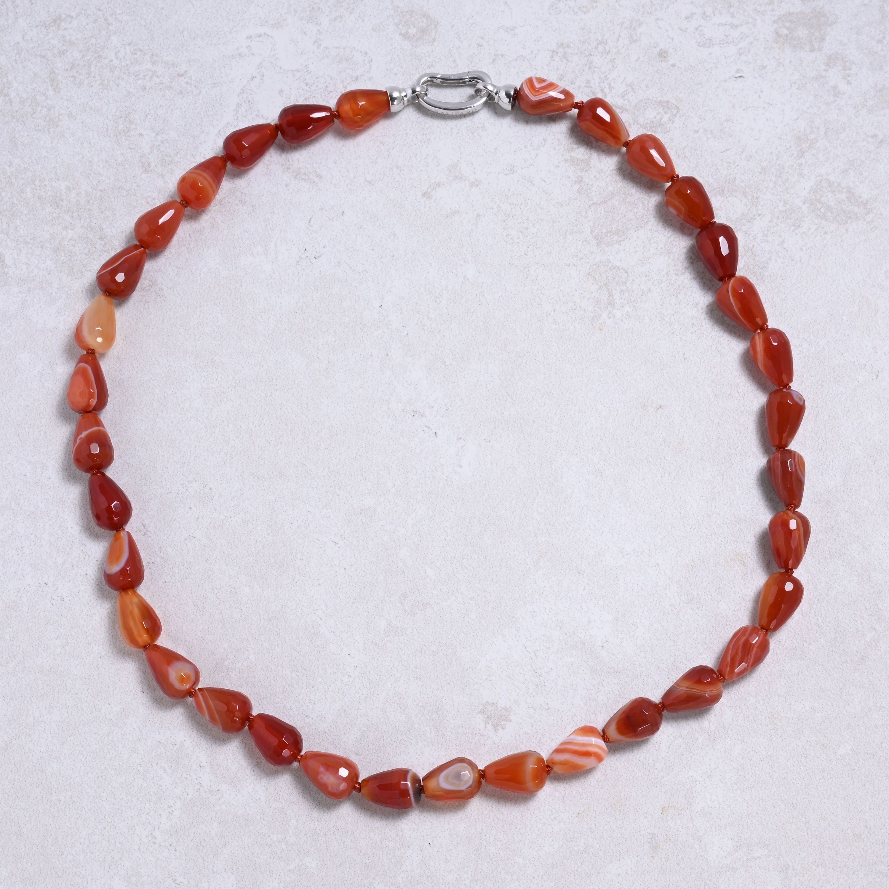 Kalifano Gemstone Jewelry Carnelian 10x15mm Water Drop Gemstone Necklace with Sterling Silver Clasp - 22" 9SN-CR
