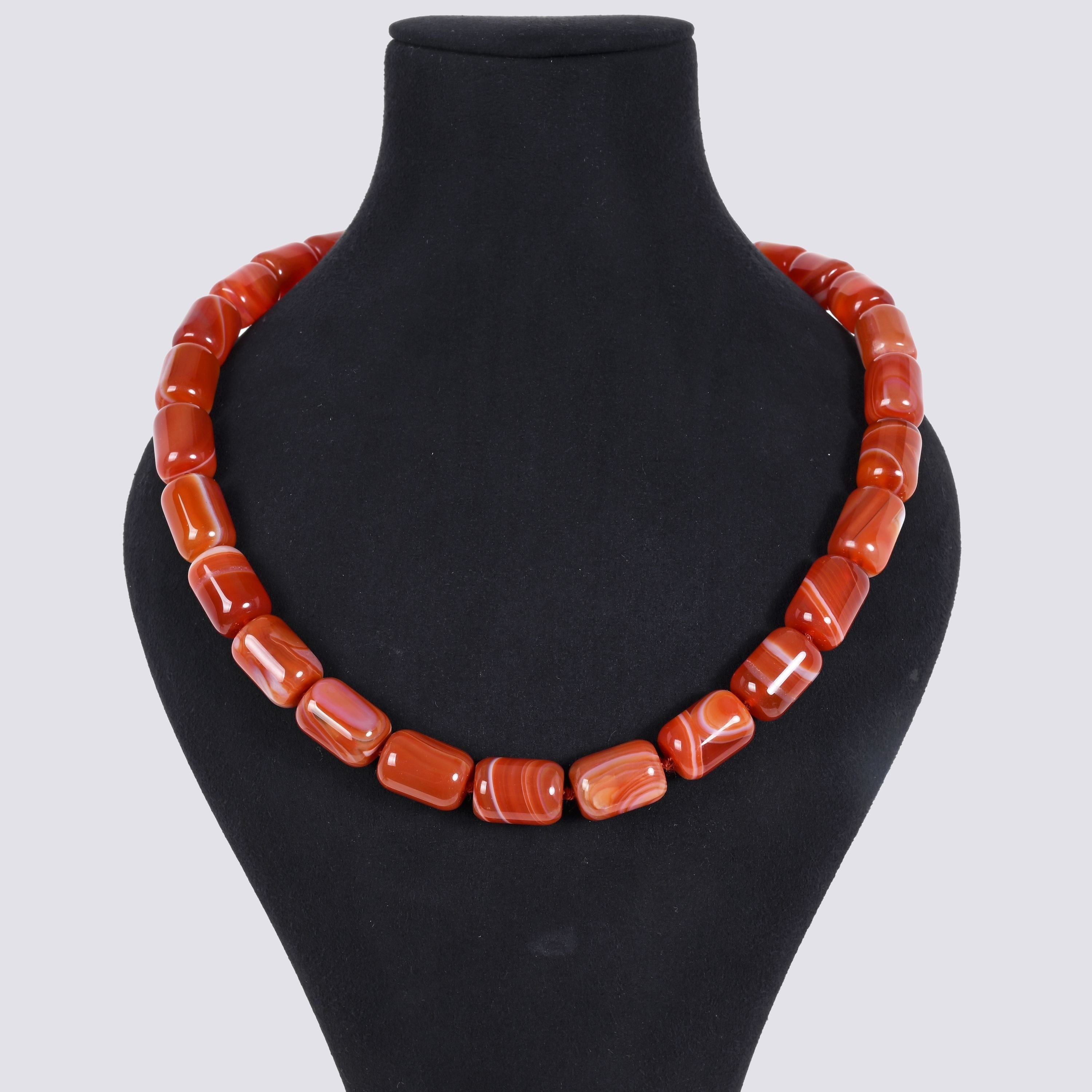 Kalifano Gemstone Jewelry Carnelian 13x17mm Column Gemstone Necklace with Sterling Silver Clasp - 22" 9GN-CR