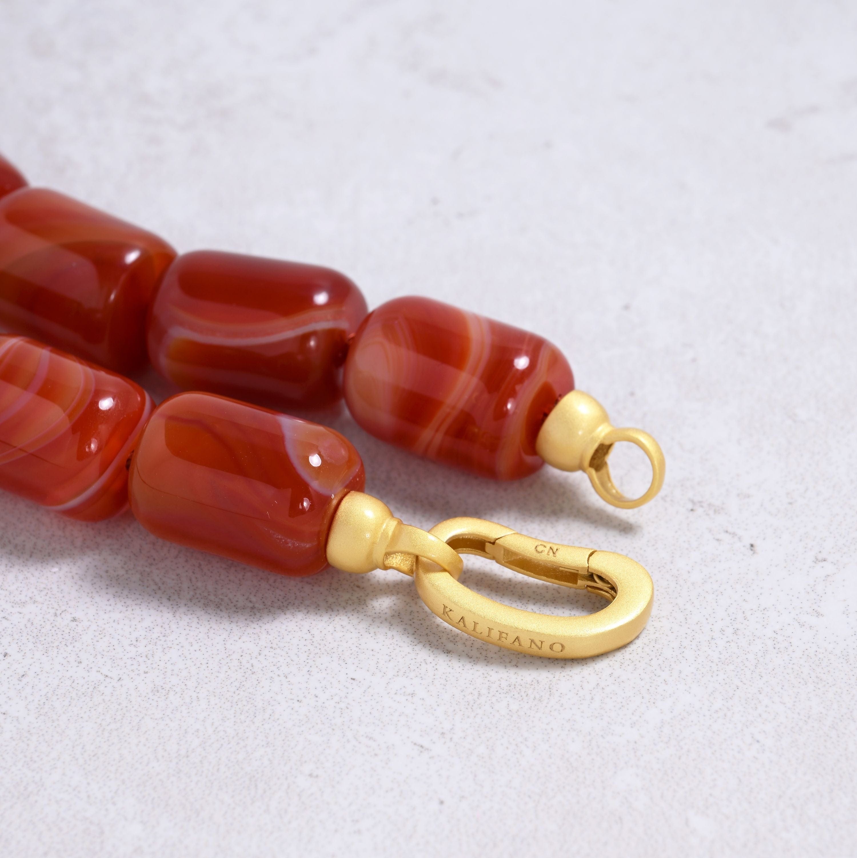 Kalifano Gemstone Jewelry Carnelian 13x17mm Column Gemstone Necklace with Sterling Silver Clasp - 22" 9GN-CR