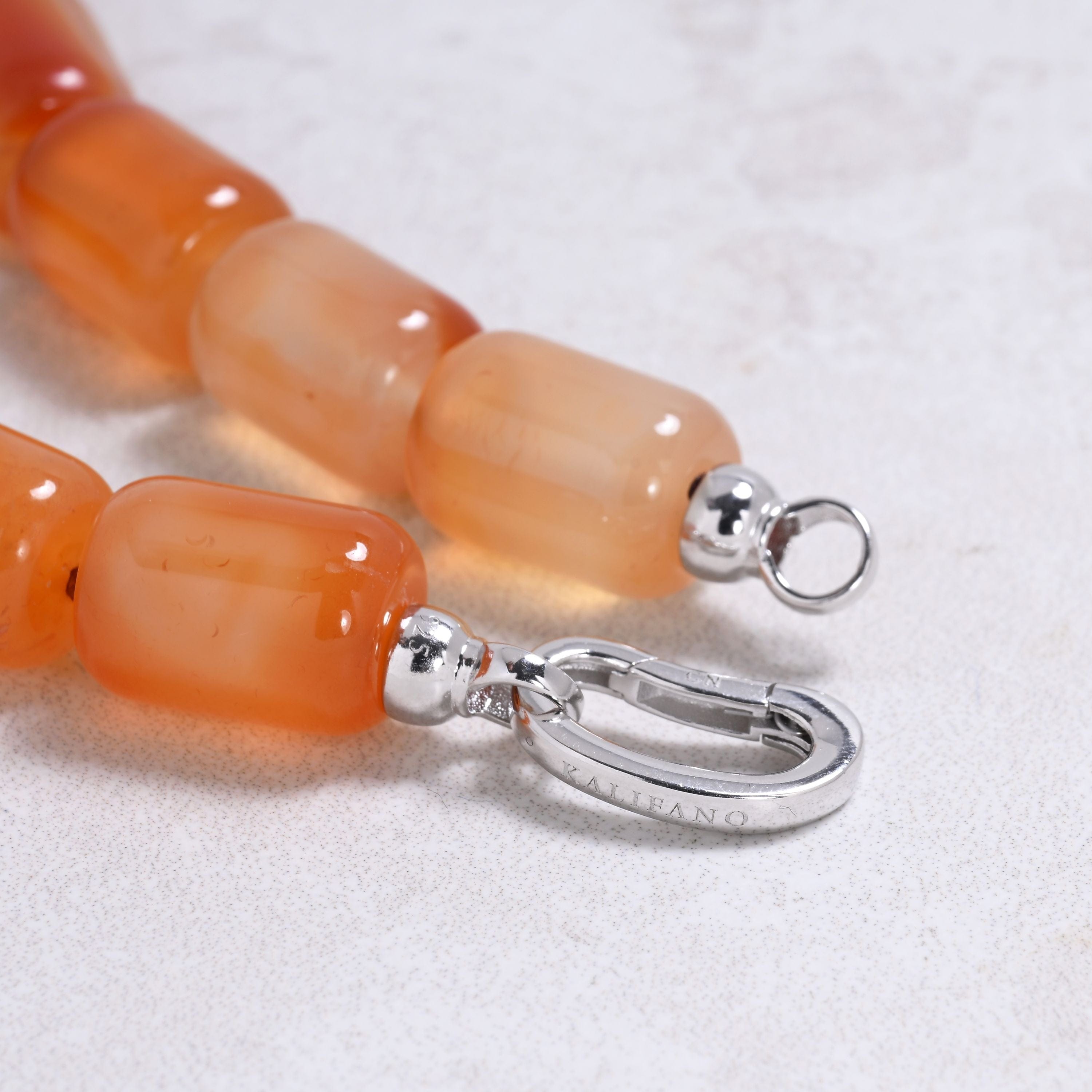 Kalifano Gemstone Jewelry Carnelian 13x17mm Column Gemstone Necklace with Sterling Silver Clasp - 22" 9SN-CR2