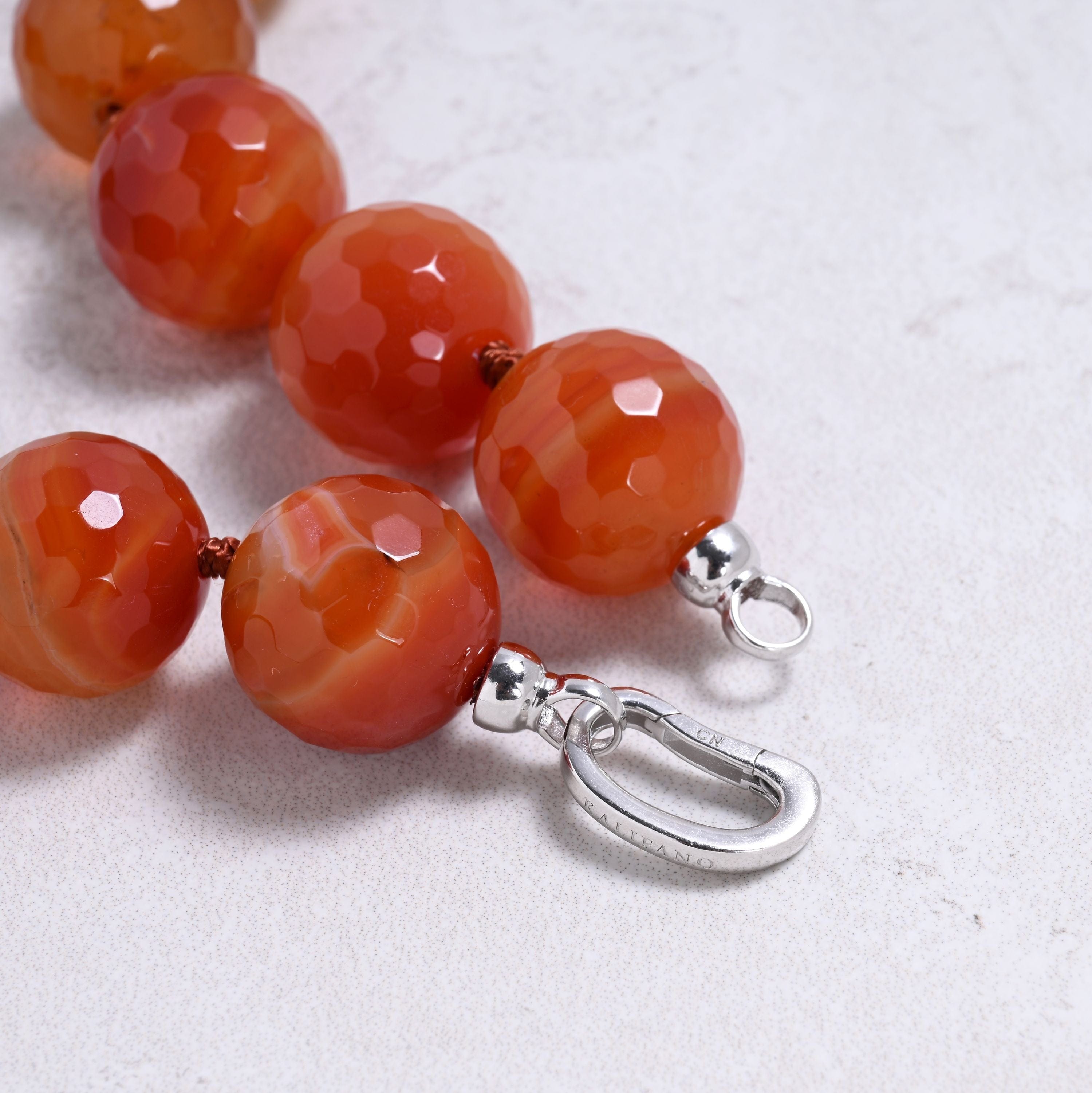 Kalifano Gemstone Jewelry Carnelian 20mm Round Gemstone Necklace with Sterling Silver Clasp - 22" 9SN-CR3