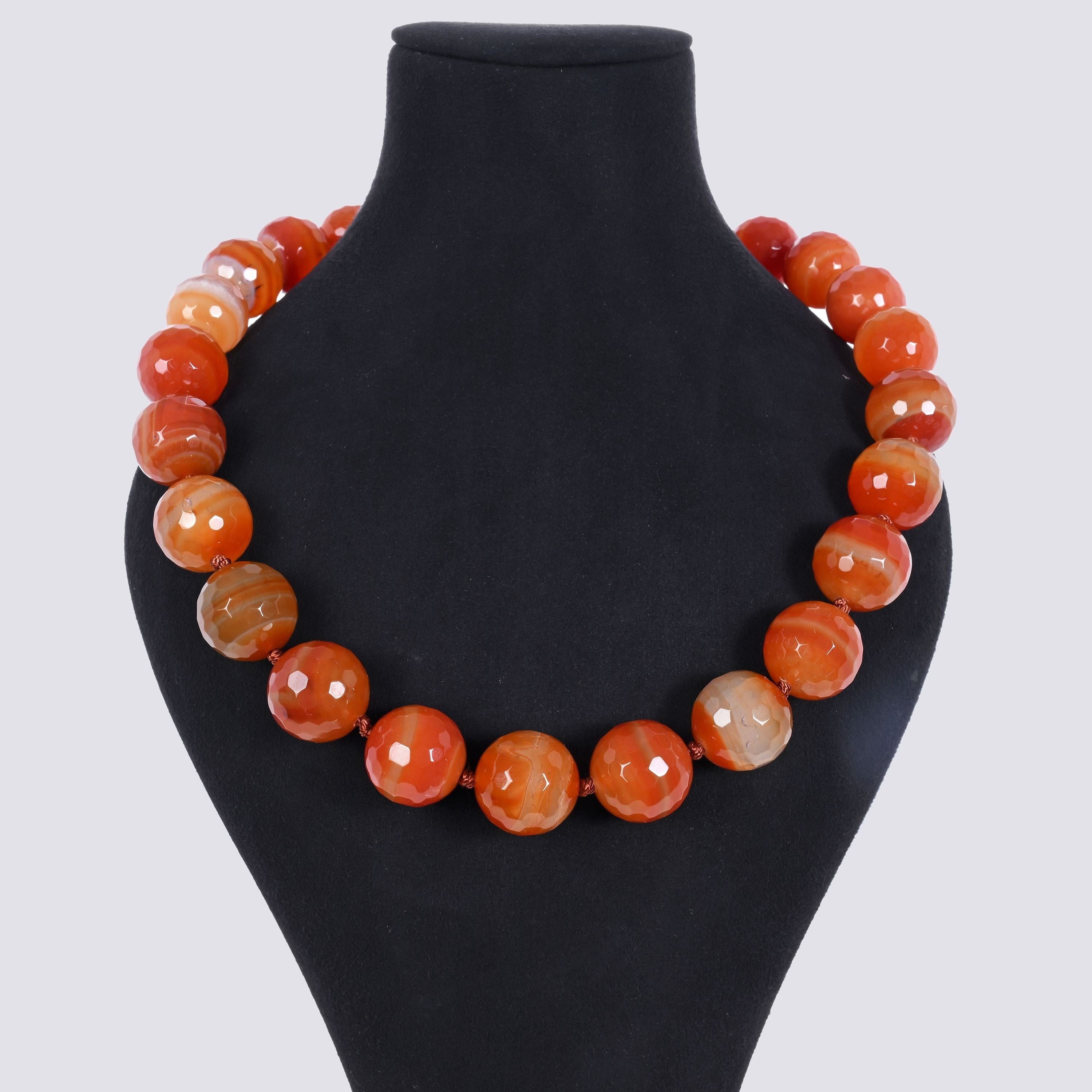 Kalifano Gemstone Jewelry Carnelian 20mm Round Gemstone Necklace with Sterling Silver Clasp - 22" 9SN-CR3