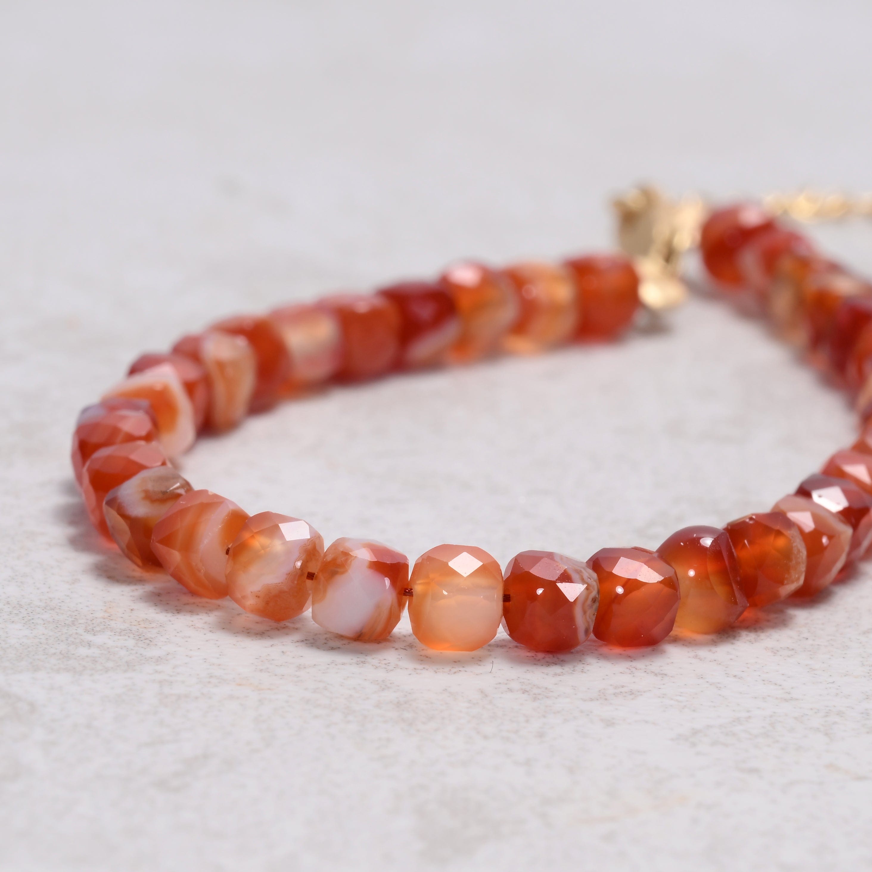 KALIFANO Gemstone Jewelry Carnelian 4mm Natural Gemstone Bracelet with Sterling Silver Clasp B4-16G-CR