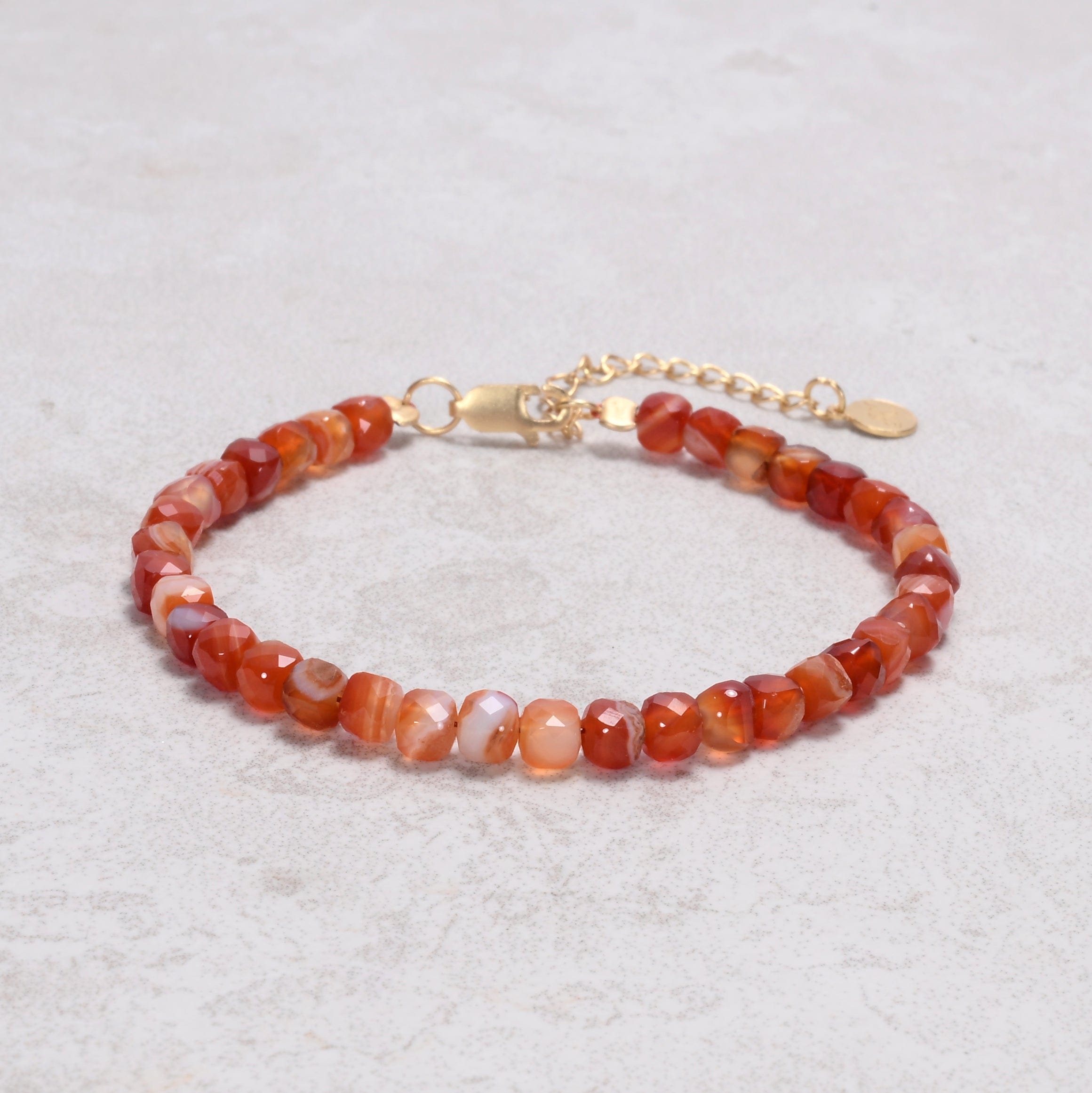 KALIFANO Gemstone Jewelry Carnelian 4mm Natural Gemstone Bracelet with Sterling Silver Clasp B4-16G-CR