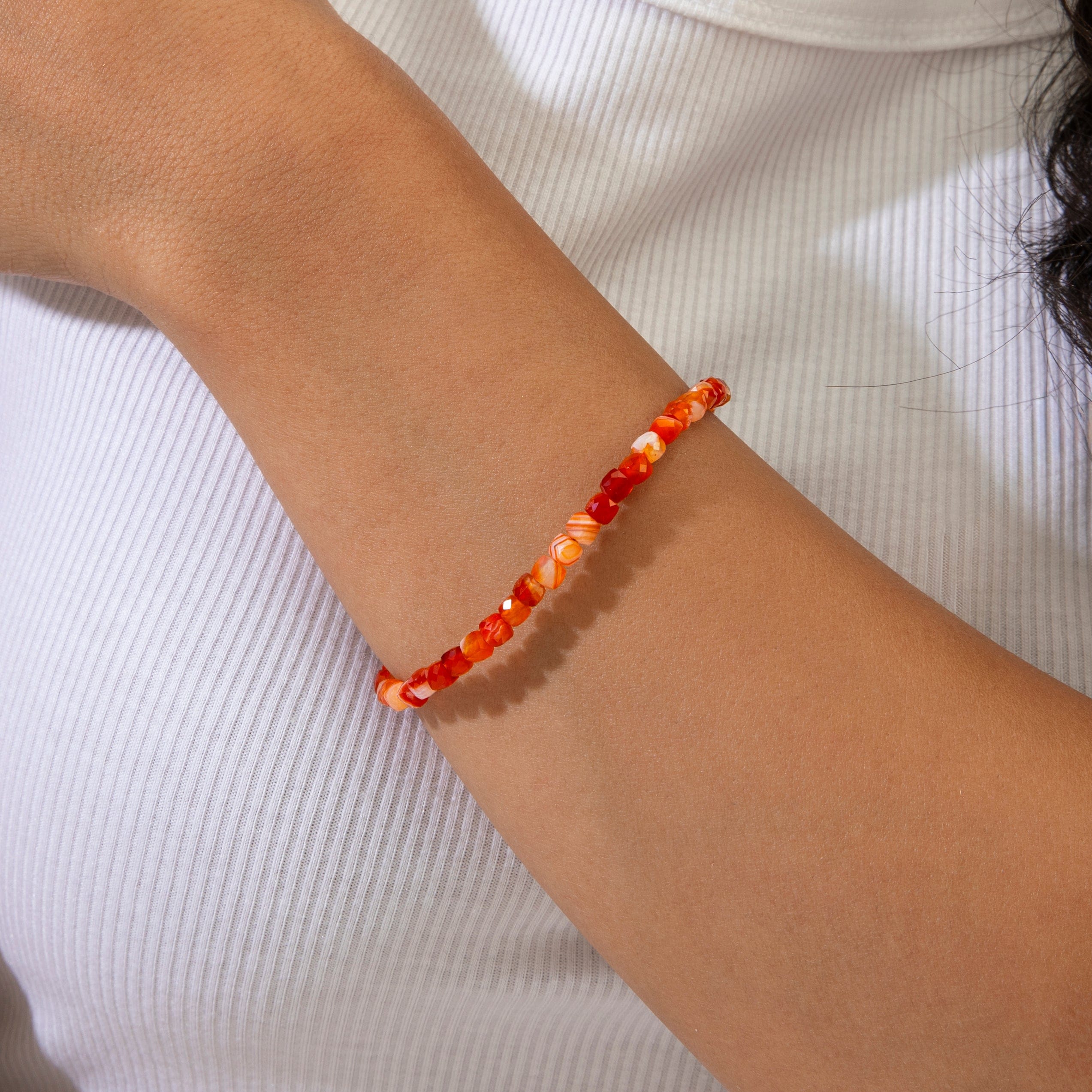 KALIFANO Gemstone Jewelry Carnelian 4mm Natural Gemstone Bracelet with Sterling Silver Clasp B4-16G-CR