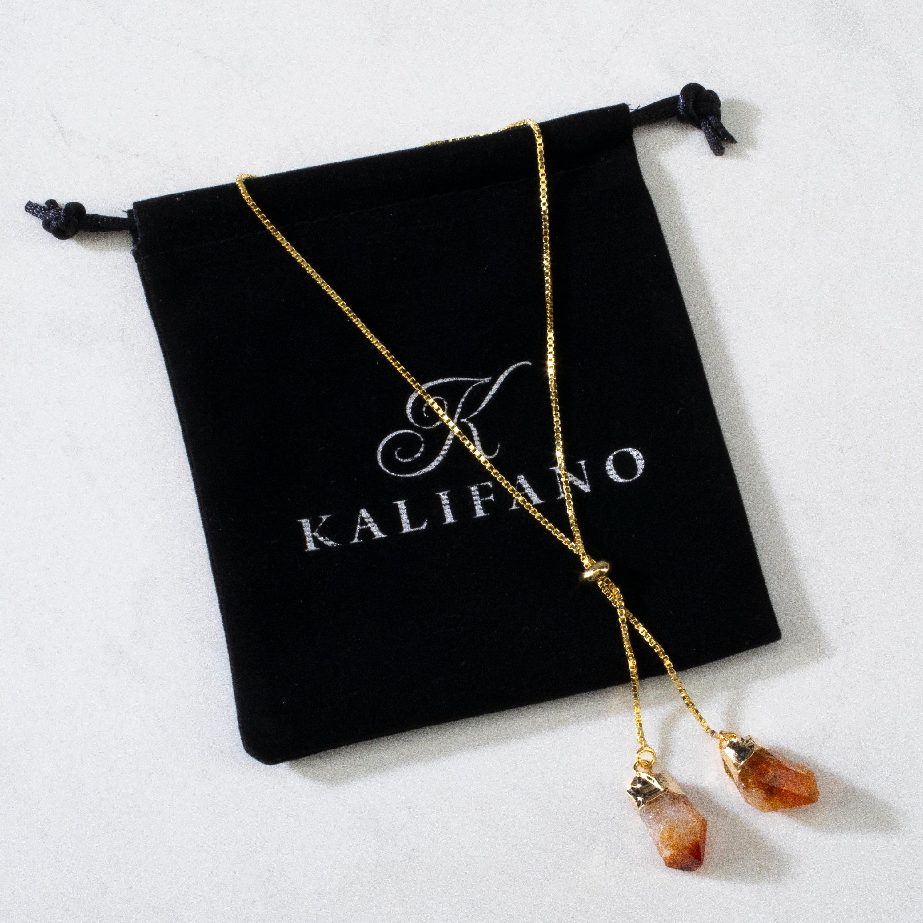 KALIFANO Gemstone Jewelry Citrine Bolo Necklace CJN-2S-CT