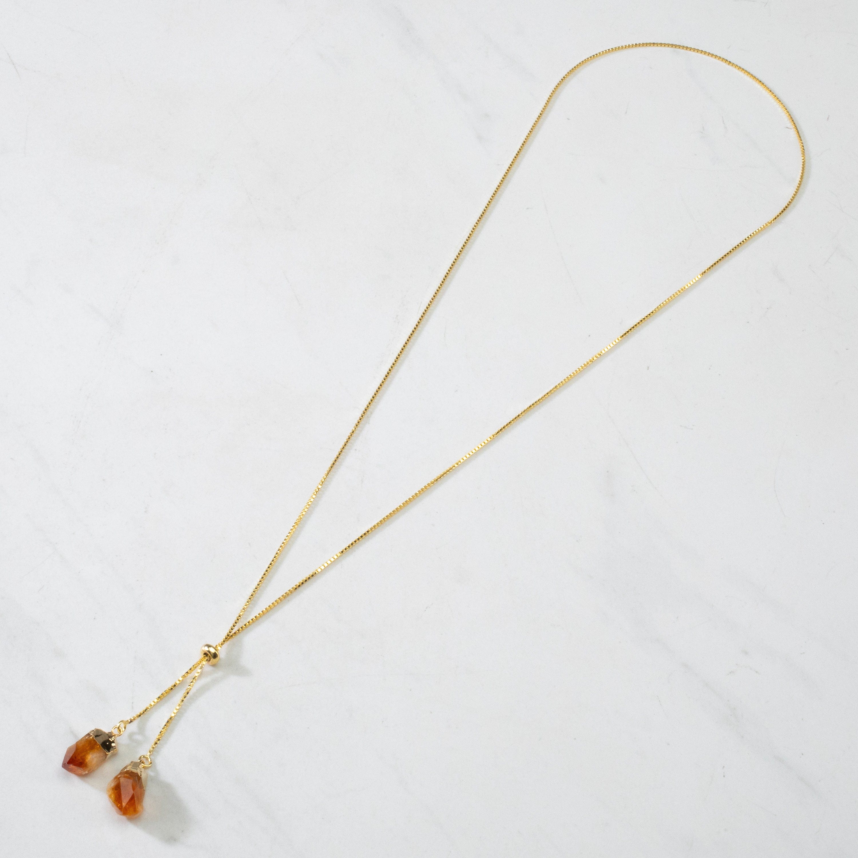 KALIFANO Gemstone Jewelry Citrine Bolo Necklace CJN-2S-CT