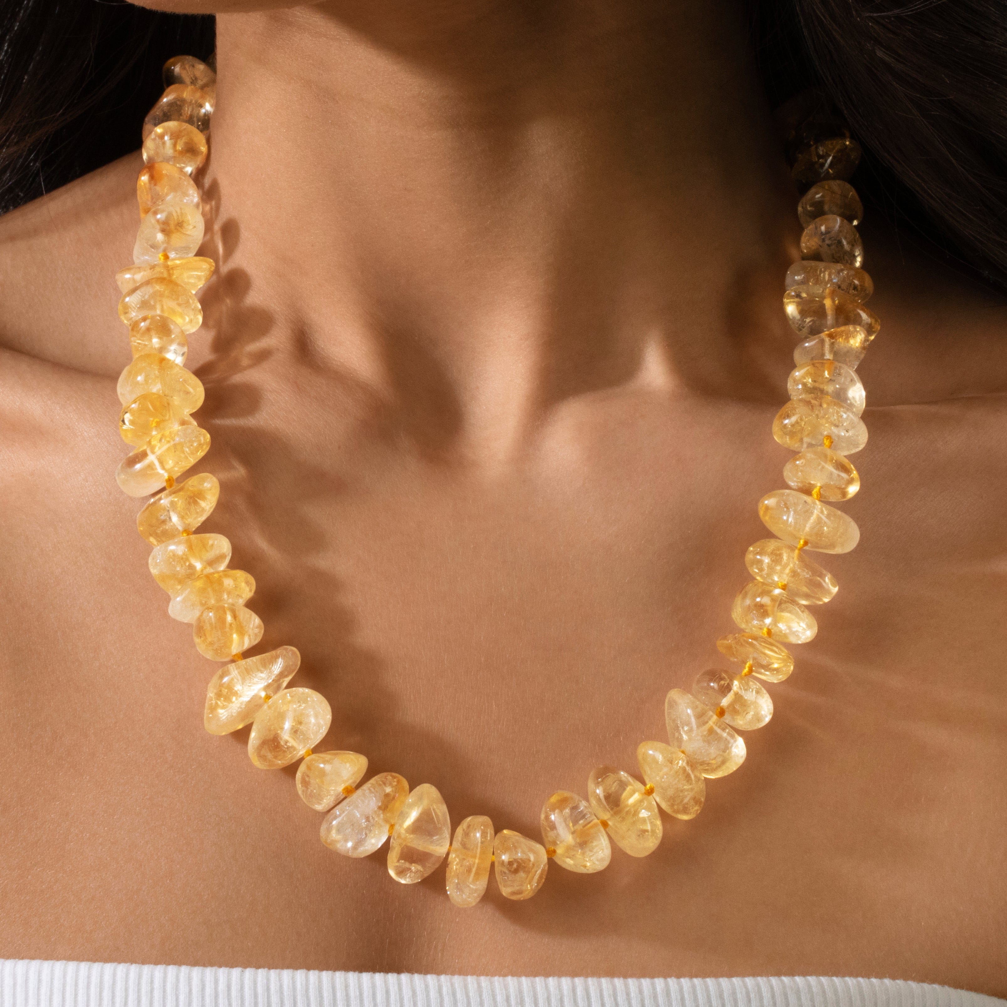 Kalifano Gemstone Jewelry Citrine Irregular Gemstone Necklace with Sterling Silver Clasp - 22" 9GN-CT