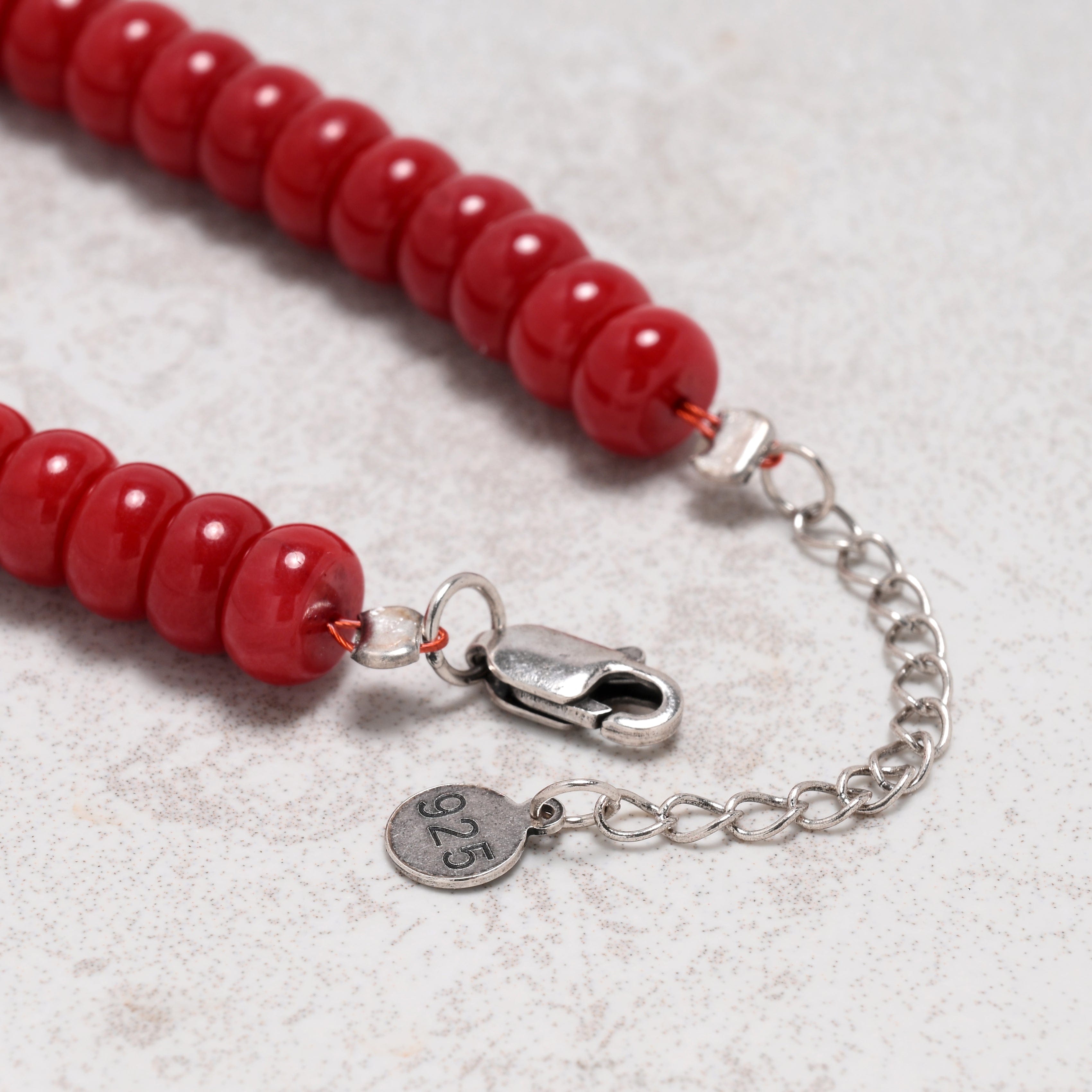 KALIFANO Gemstone Jewelry Coral 4x7mm Natural Gemstone Bracelet with Sterling Silver Clasp 925B-15-S-S