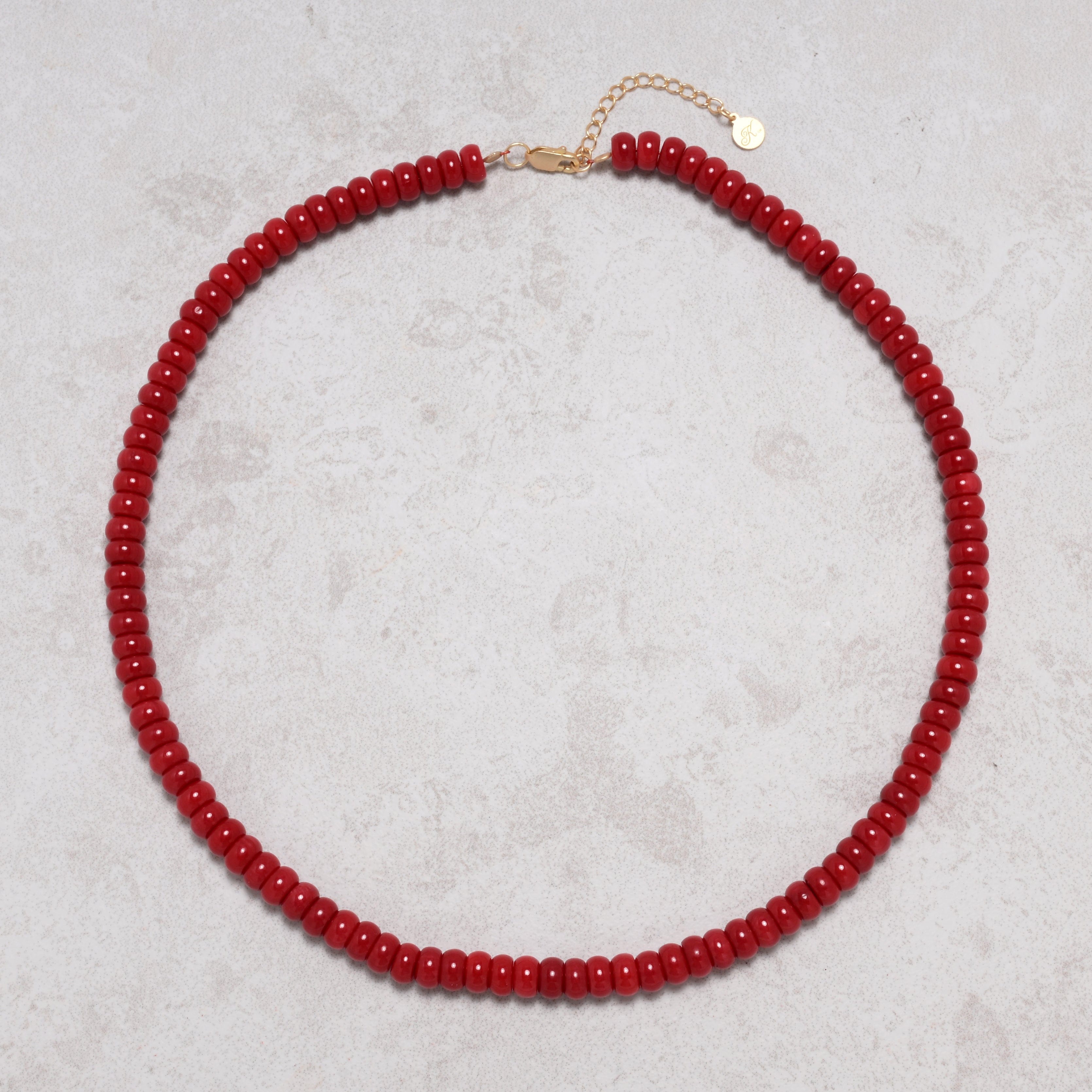 KALIFANO Gemstone Jewelry Coral 4x7mm Necklace With Sterling Silver Clasp - 18" 925N-15-RC-G