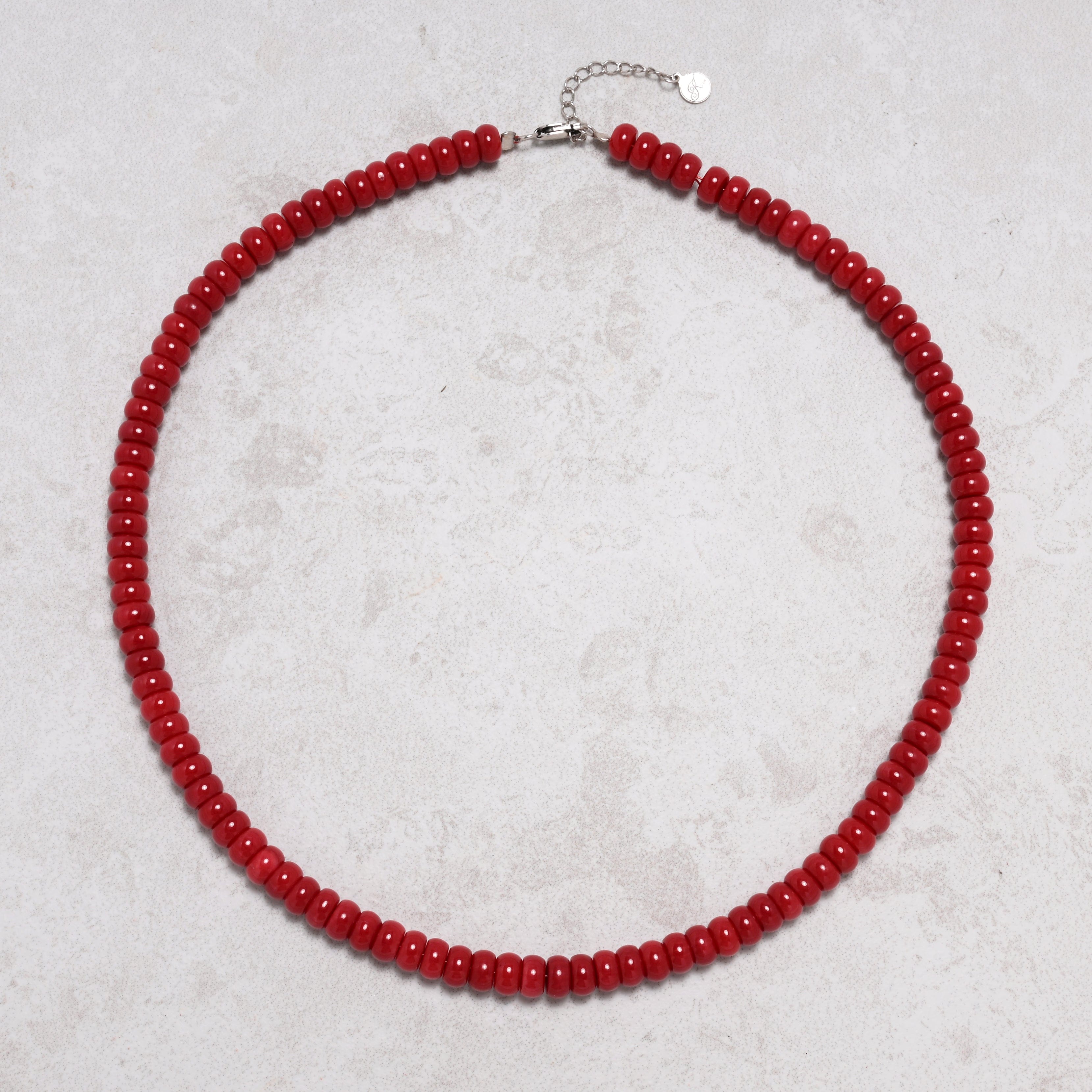 KALIFANO Gemstone Jewelry Coral 4x7mm Necklace With Sterling Silver Clasp - 18" 925N-15-RC-S