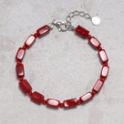 Coral 5x8mm Natural Gemstone Bracelet with Sterling Silver Clasp