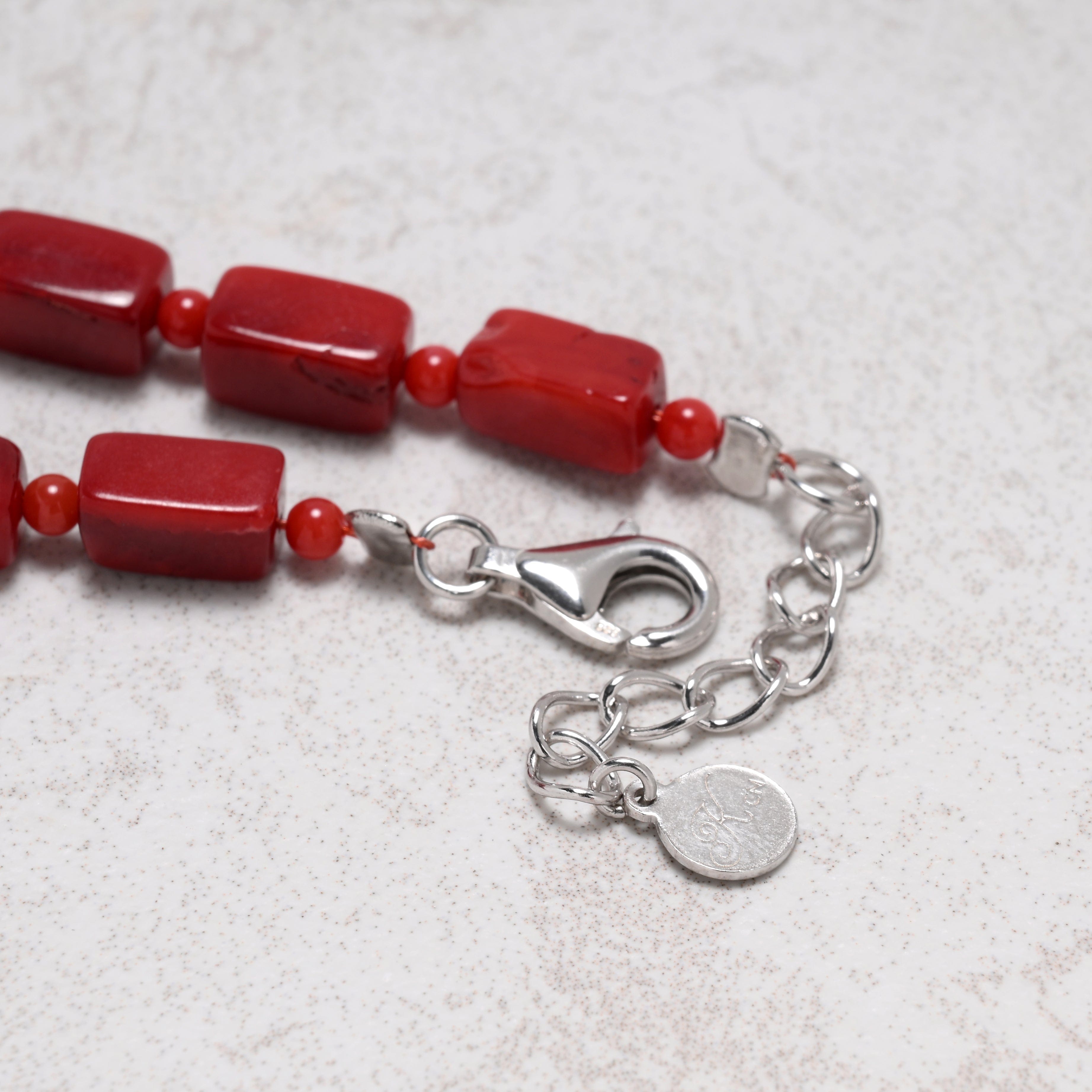 KALIFANO Gemstone Jewelry Coral 5x8mm Necklace With Sterling Silver Clasp - 18" 925N-14-RC
