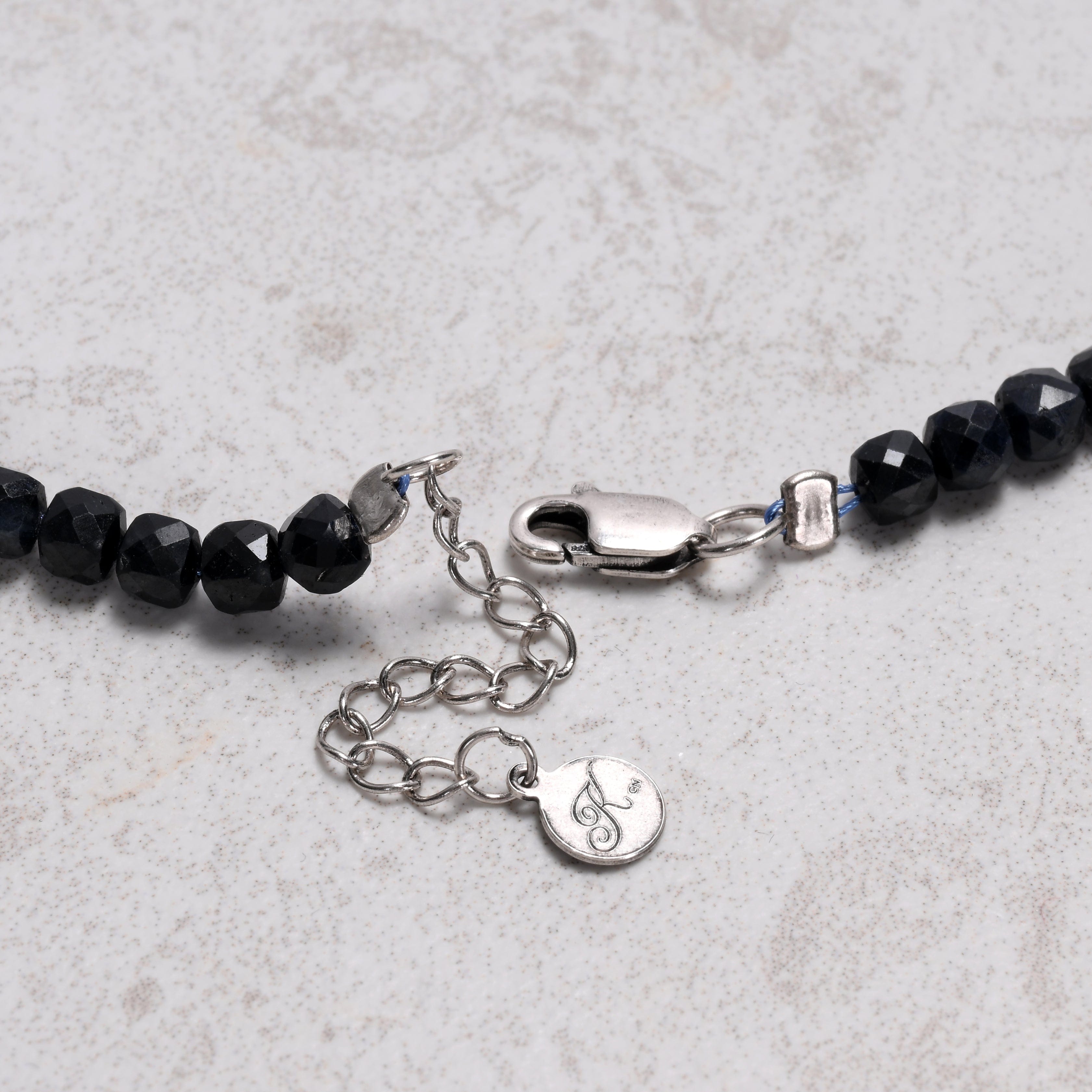 KALIFANO Gemstone Jewelry Dark Sapphire 4mm Necklace With Sterling Silver Clasp - 16" N4-41S-SP