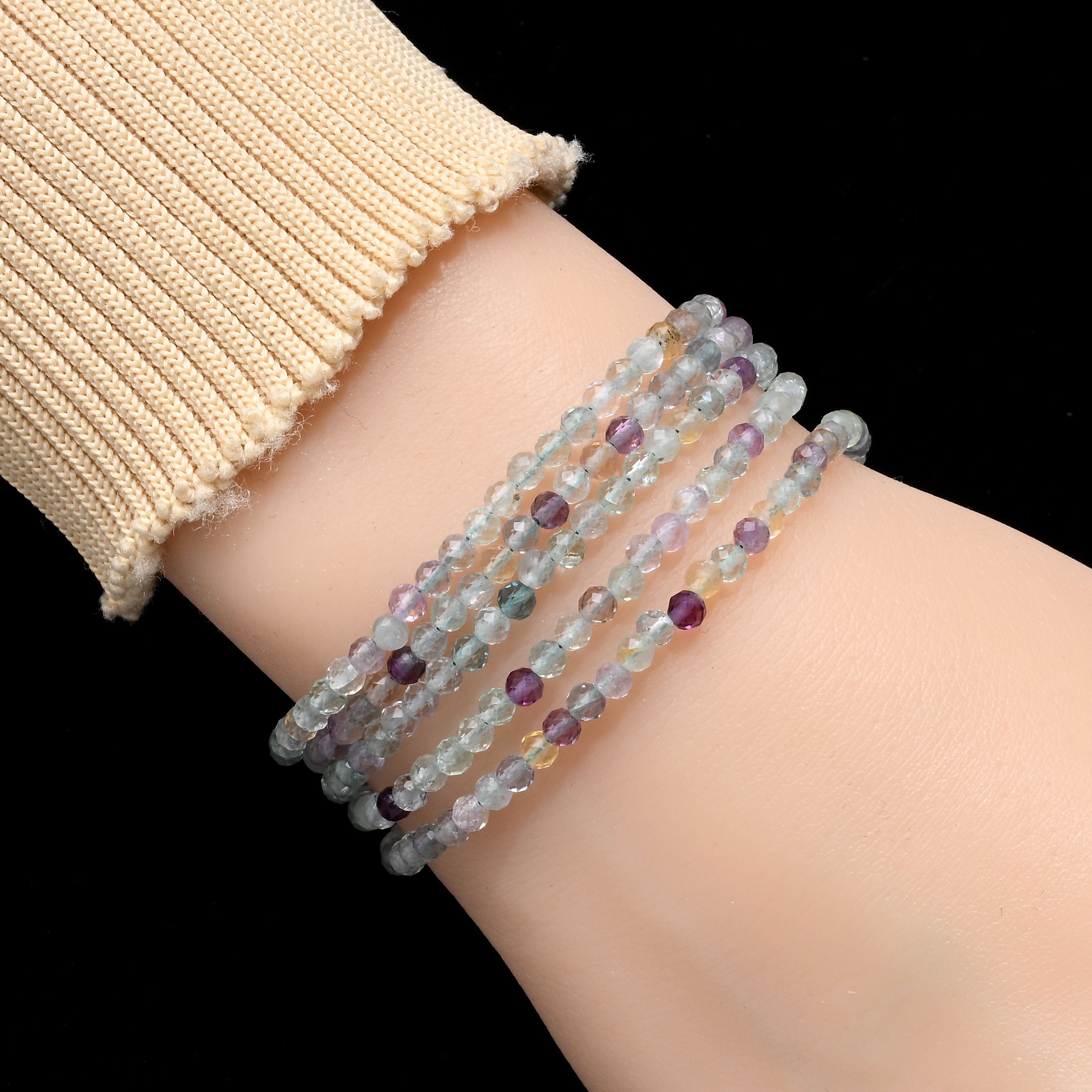 KALIFANO Gemstone Jewelry Fluorite 3mm Necklace With Sterling Silver Clasp - 31" N3-79G-FL
