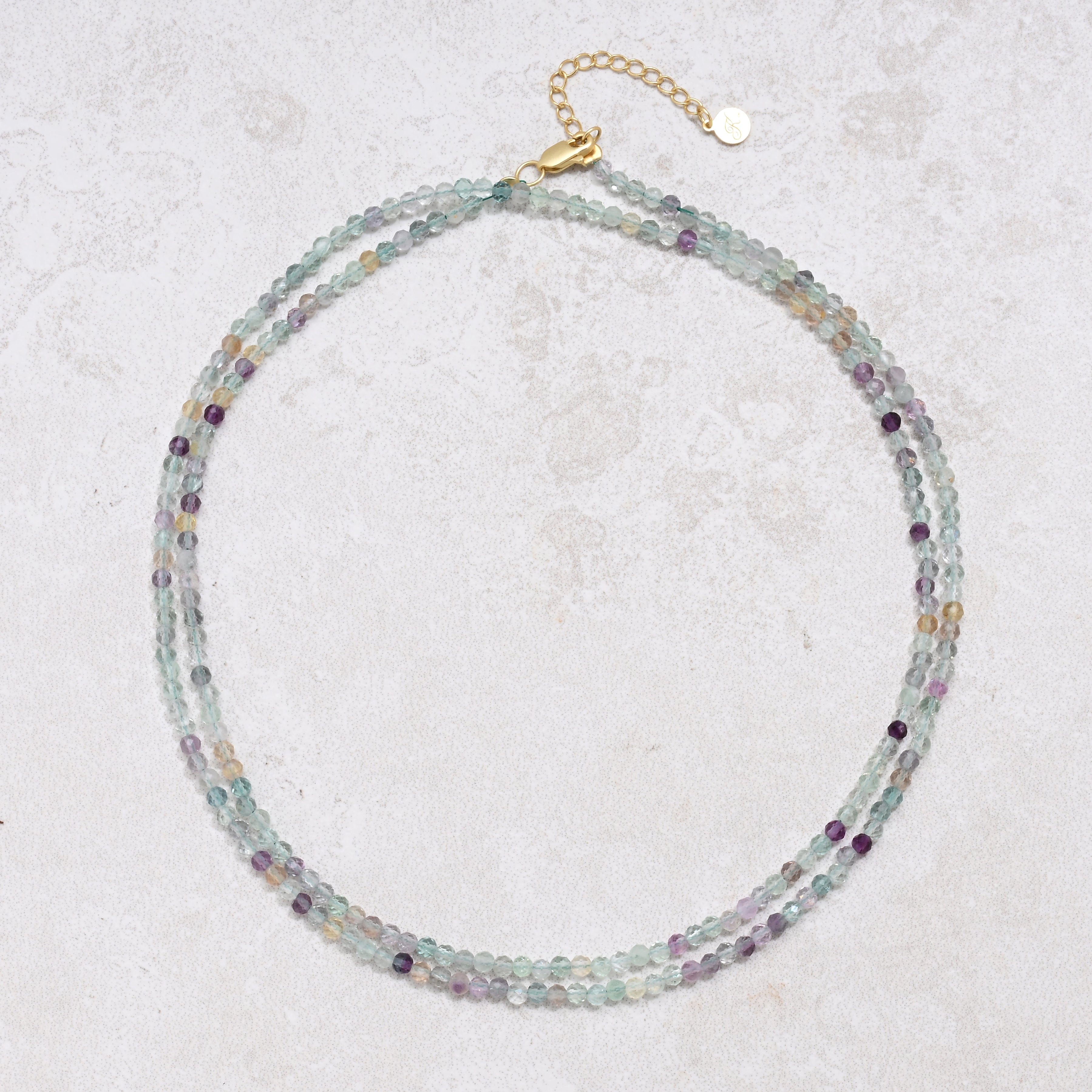 KALIFANO Gemstone Jewelry Fluorite 3mm Necklace With Sterling Silver Clasp - 31" N3-79G-FL