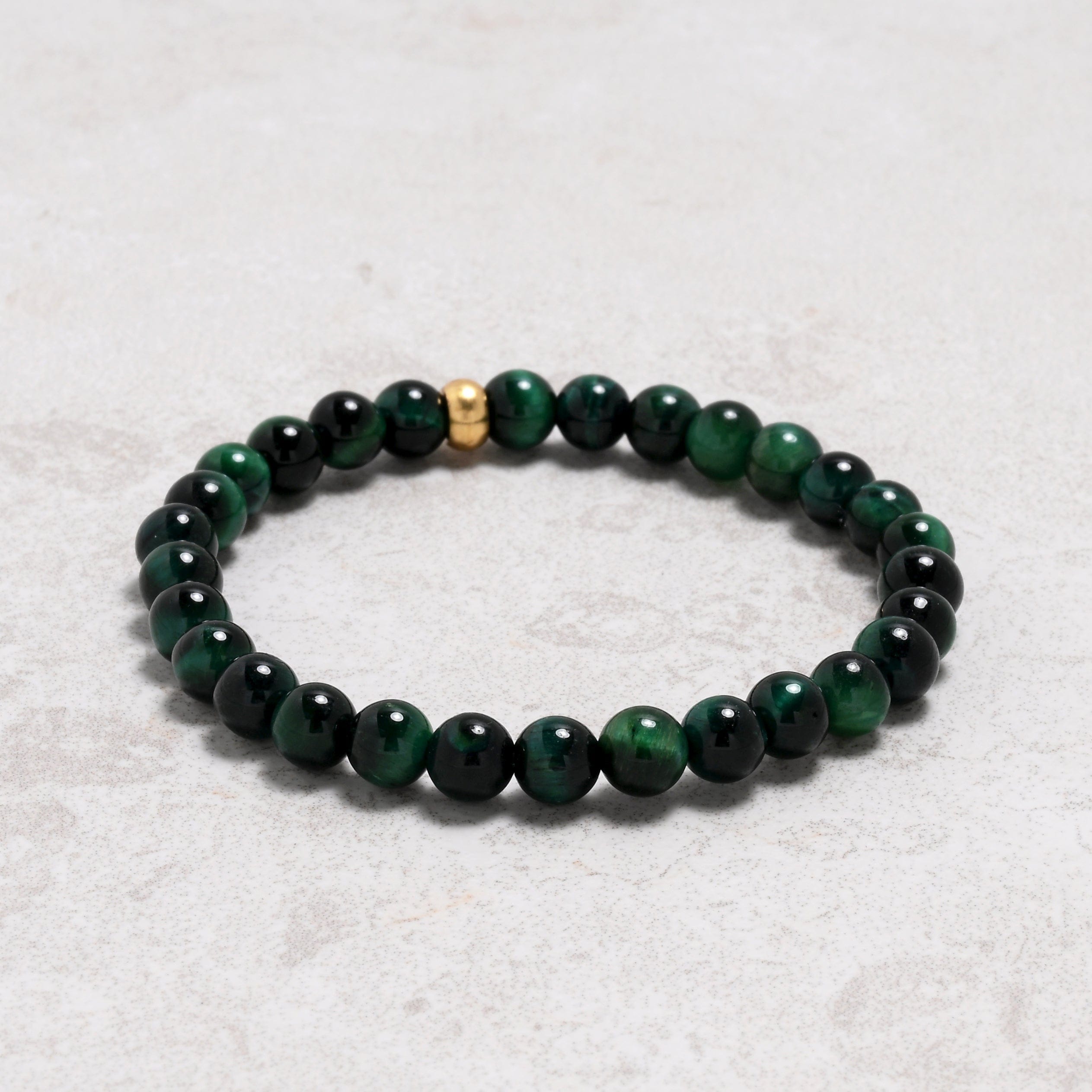 KALIFANO Gemstone Jewelry Green Tiger Eye 6mm Natural Gemstone Stretch Bracelet