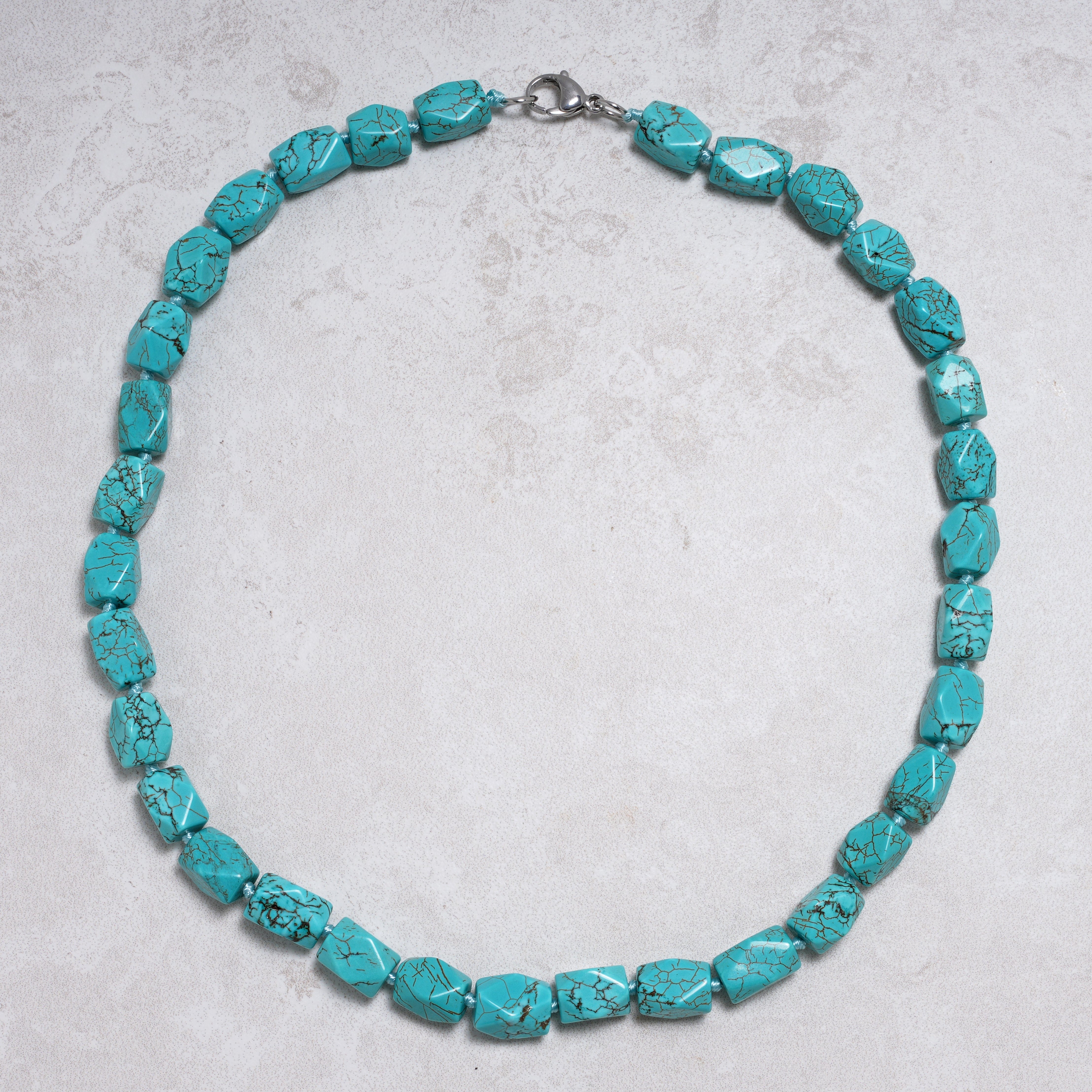 KALIFANO Gemstone Jewelry Howlite Turquoise 10x14mm Necklace With Stainless Steel Clasp - 21.5" HTN-04